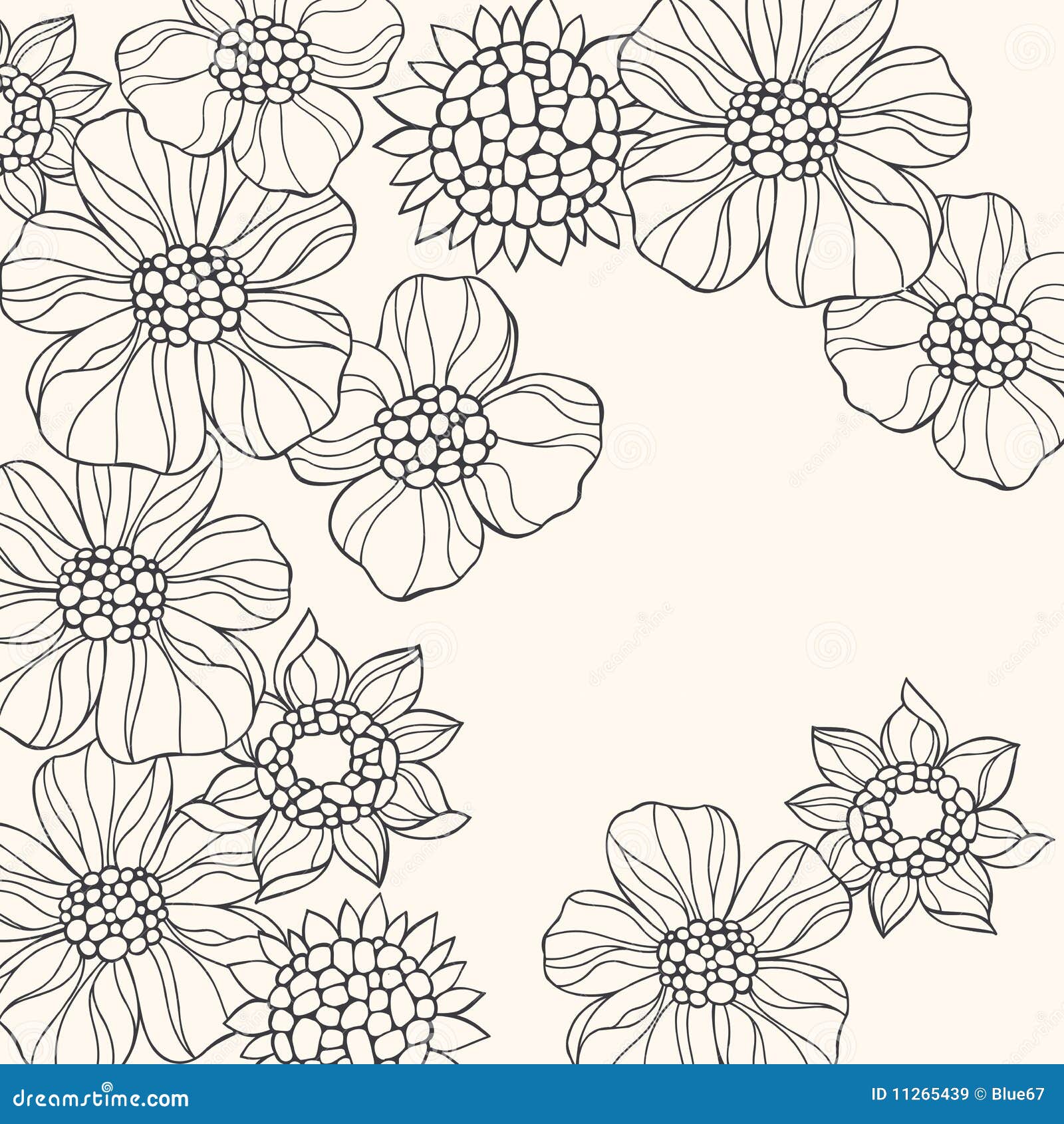 Download Outlined Doodle Flowers Vector Stock Vector - Illustration of henna, graphic: 11265439