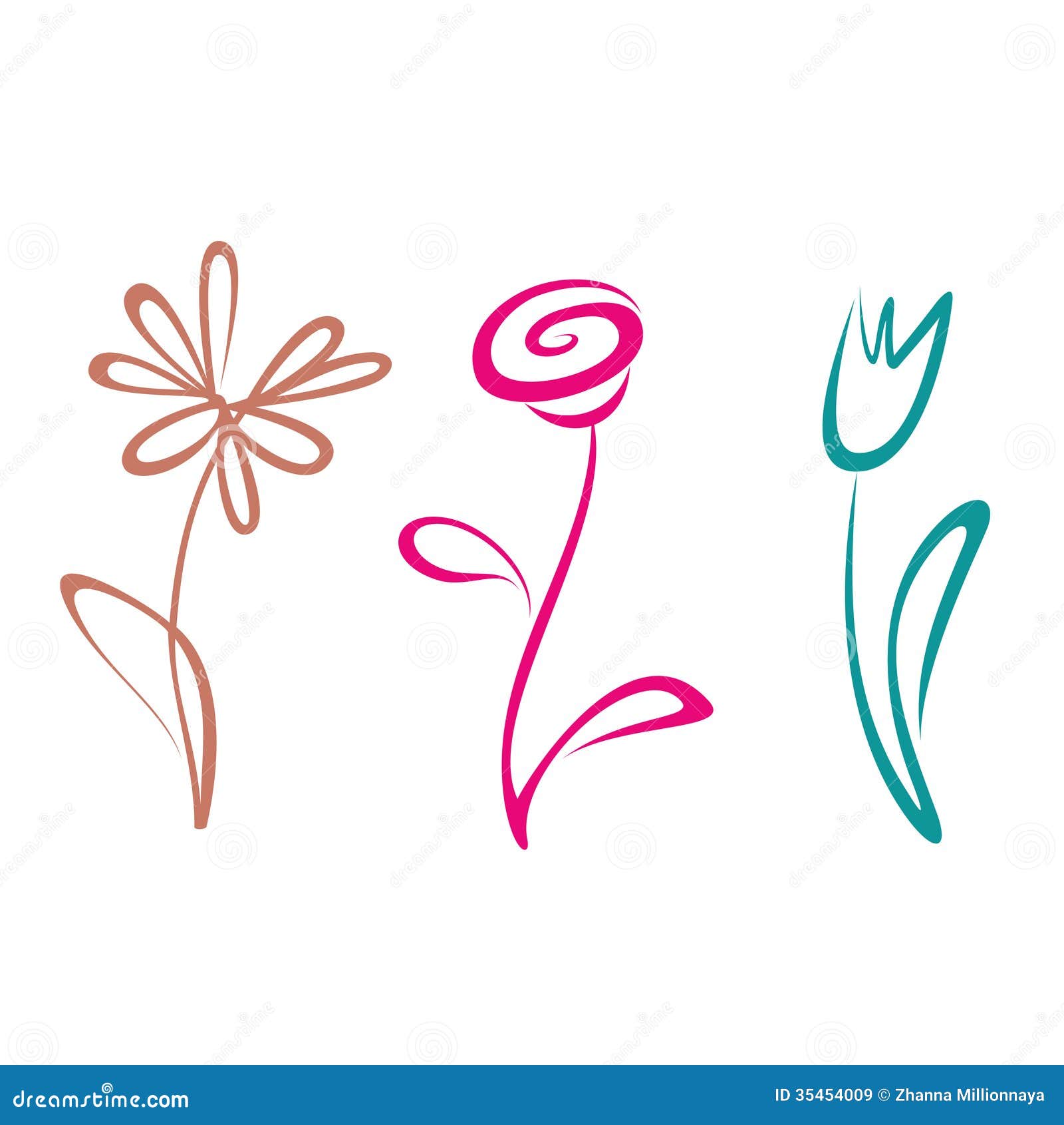 Outlined flower collection stock vector. Illustration of isolated