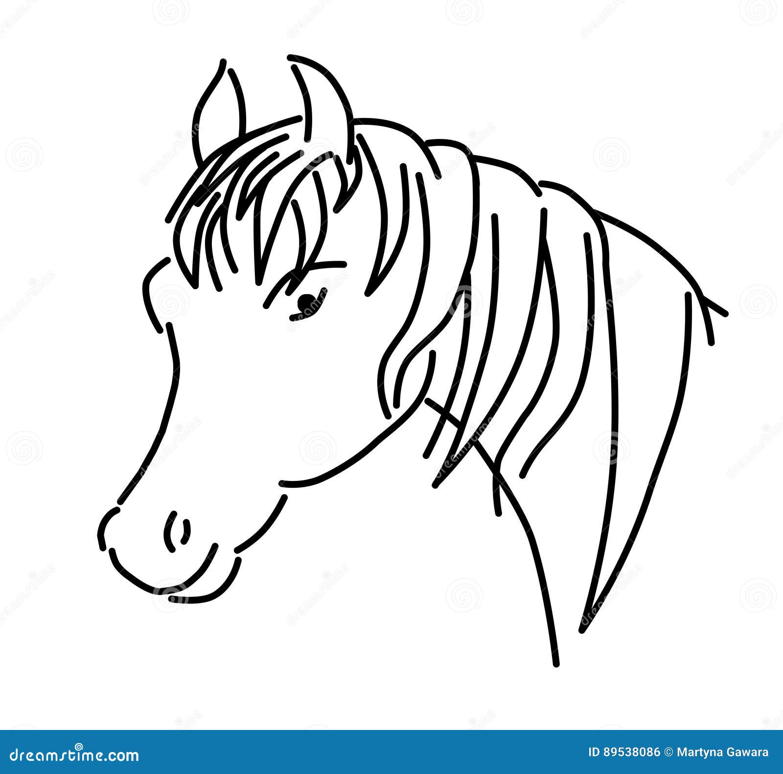 Outlined Horse Head Vector, Illustration Stock Vector Illustration of