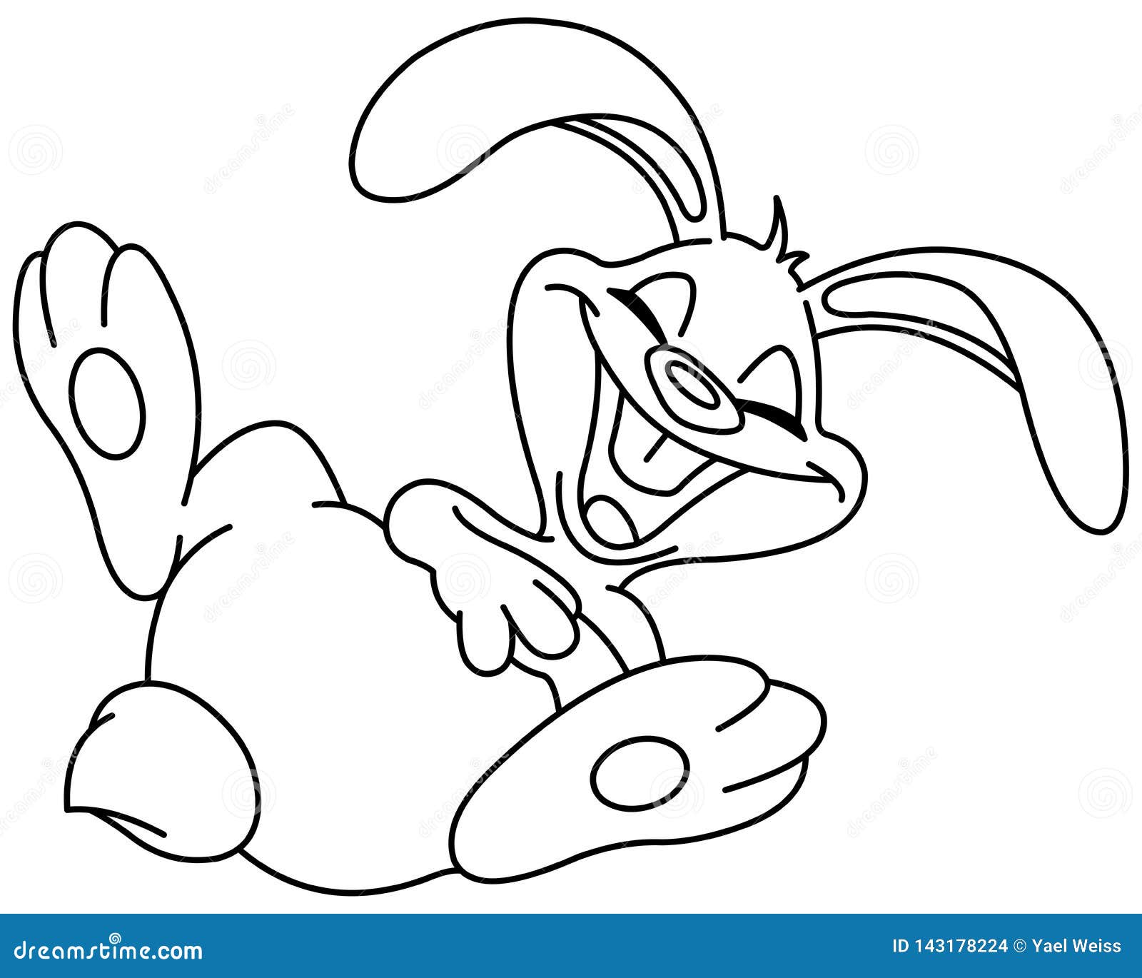 outlined laughing bunny