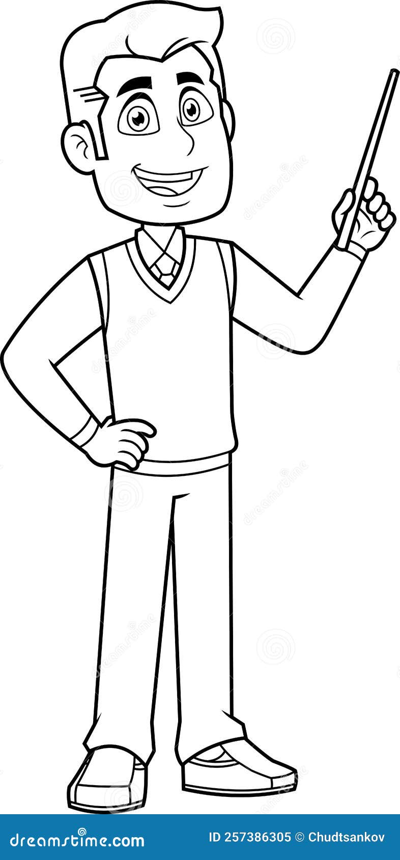 teacher cartoon black and white