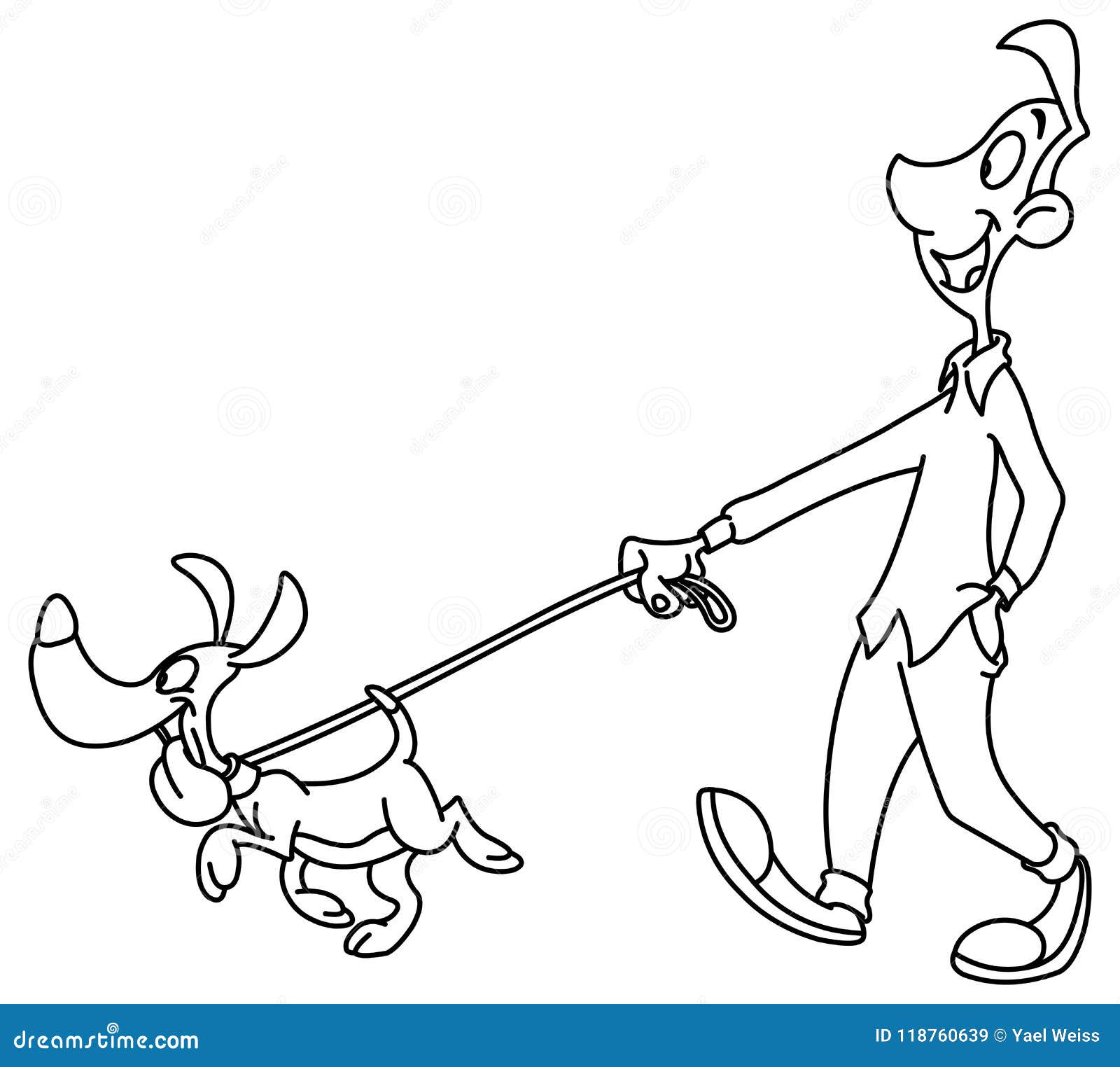 Download Outlined man walking dog stock vector. Illustration of ...