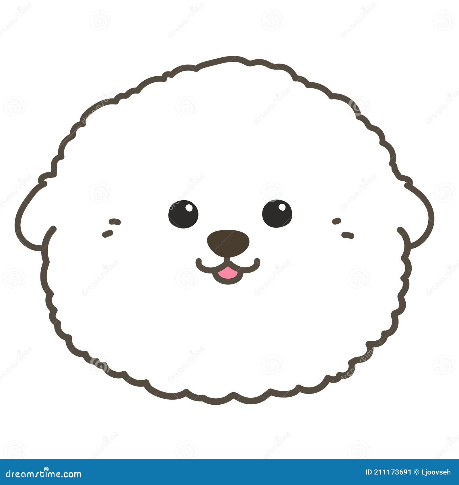 outlined white bichon frise front face