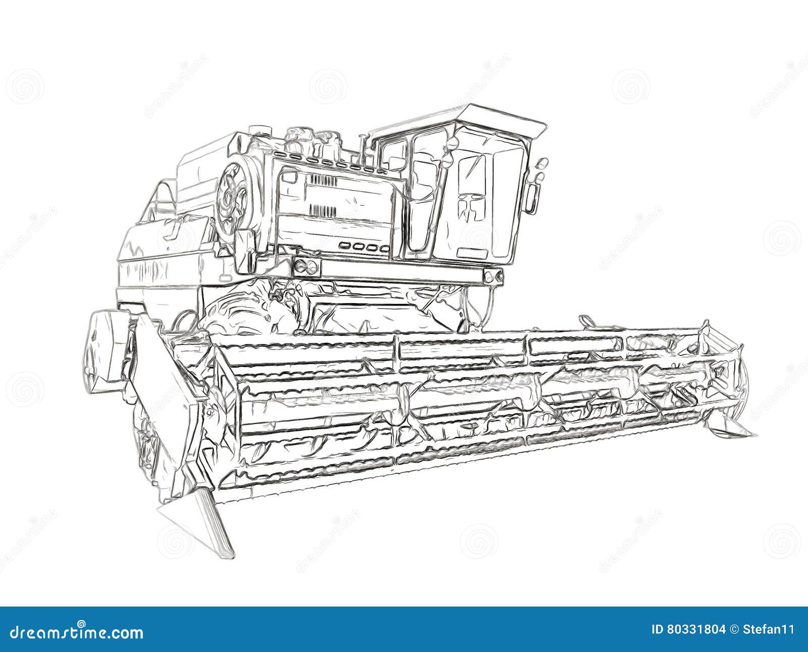 Outlines of the Agricultural Harvester Stock Illustration