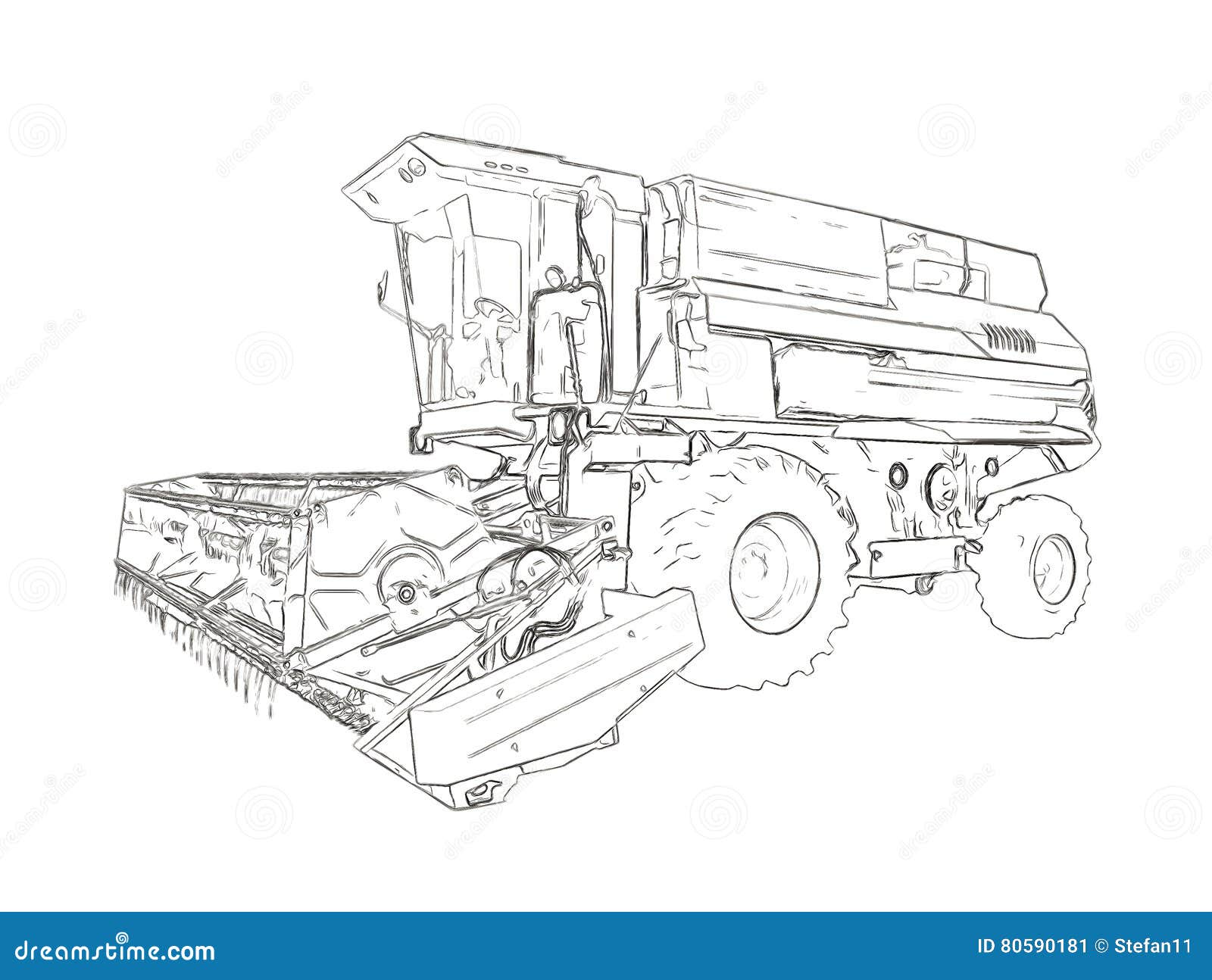 Outlines of the Agricultural Harvester Stock Illustration