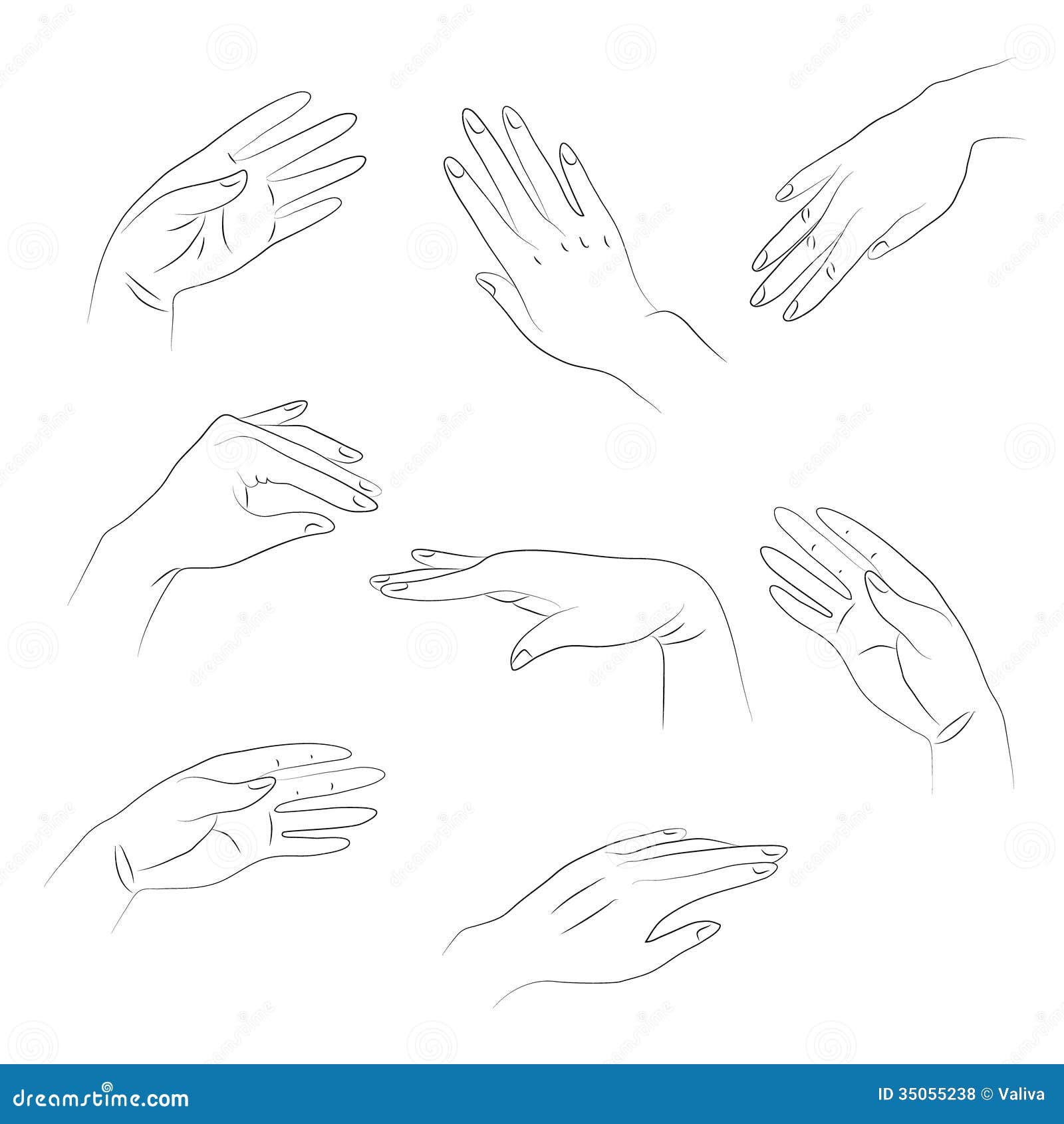 Outlines of hands stock vector. Illustration of nail - 35055238