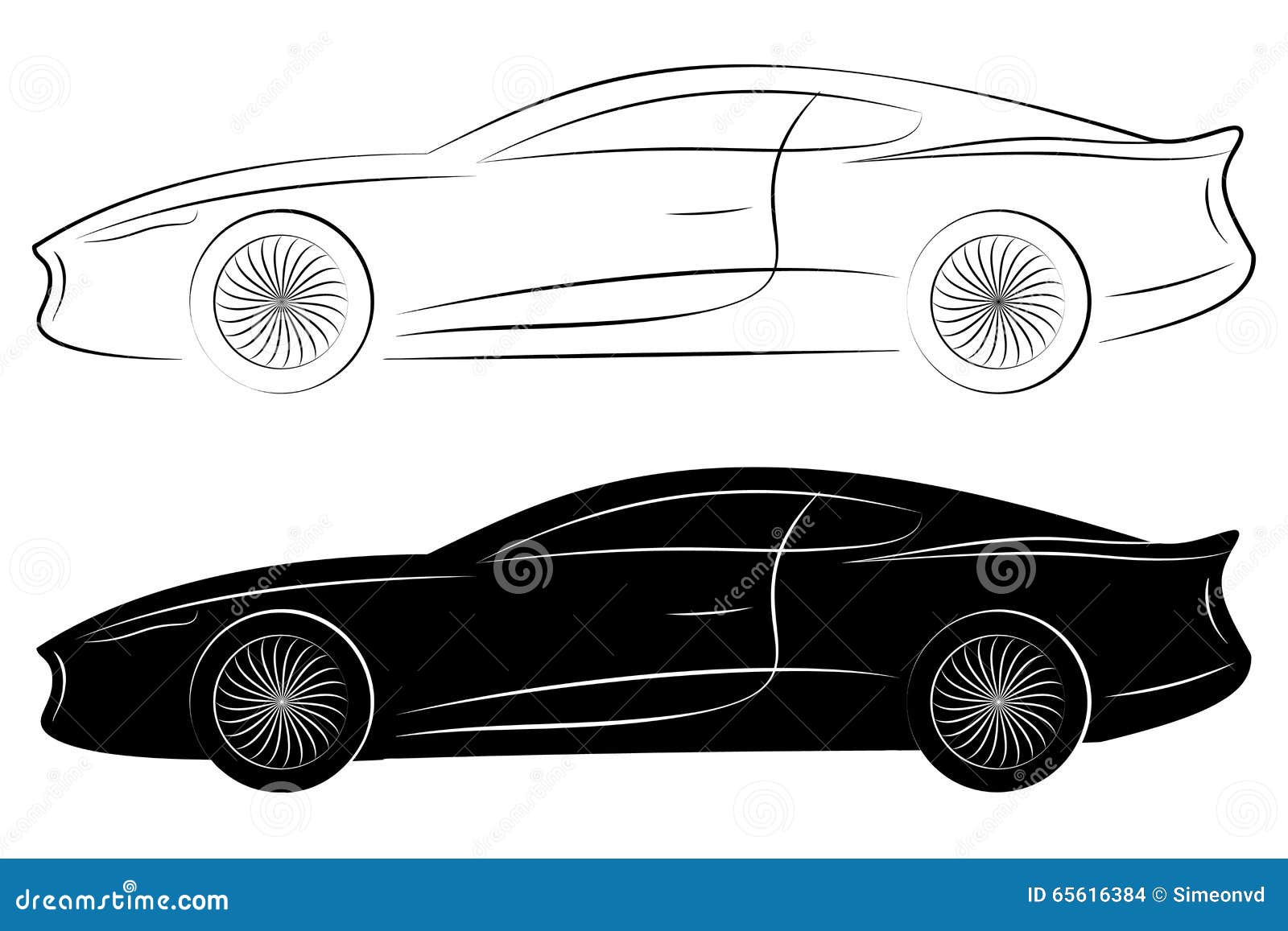 outlines of sports cars
