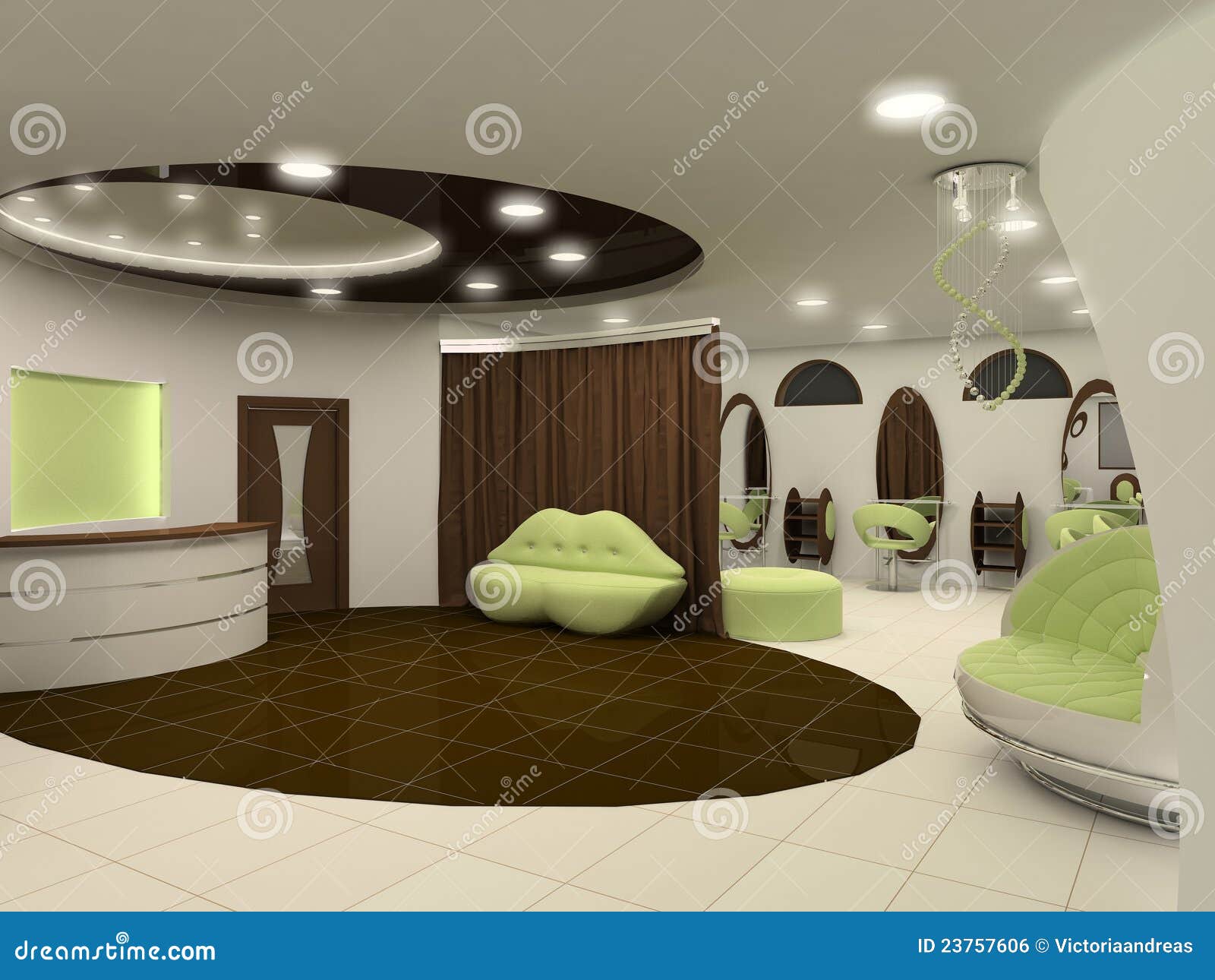Outlook Of Luxury Beauty Salon Interior Space Stock 