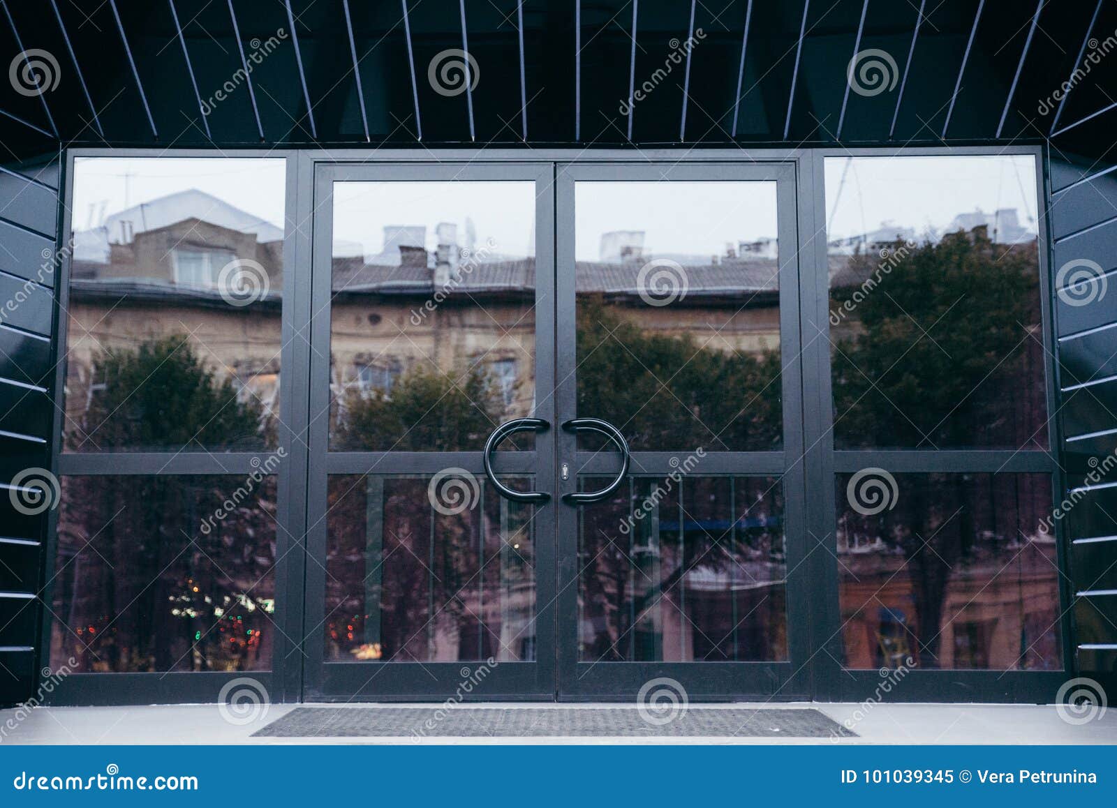 Outside Black Solid Glass Door Stock Image Image of front, knob