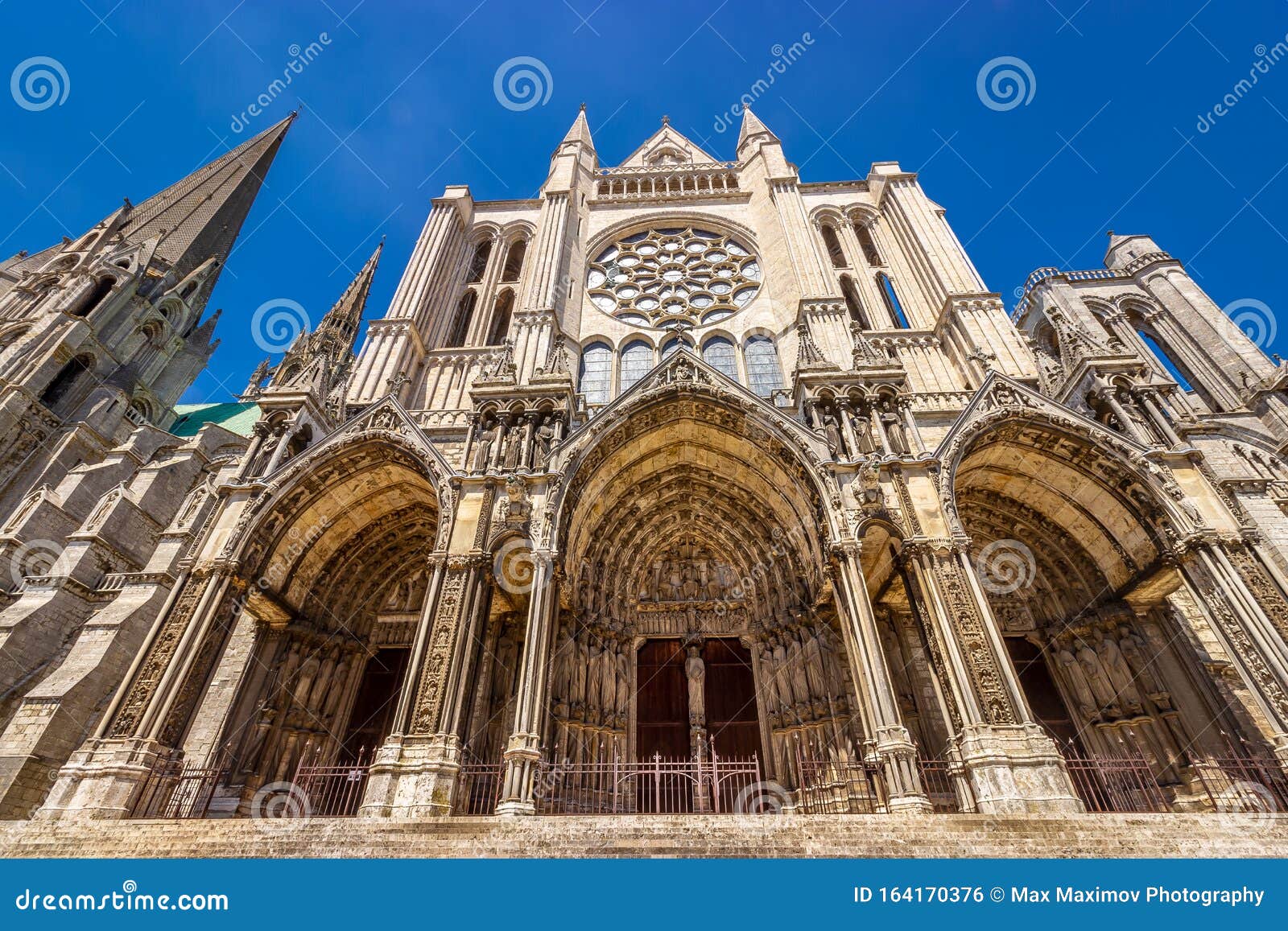 chartres, france - outside the chartres cathedral unesco world heritage