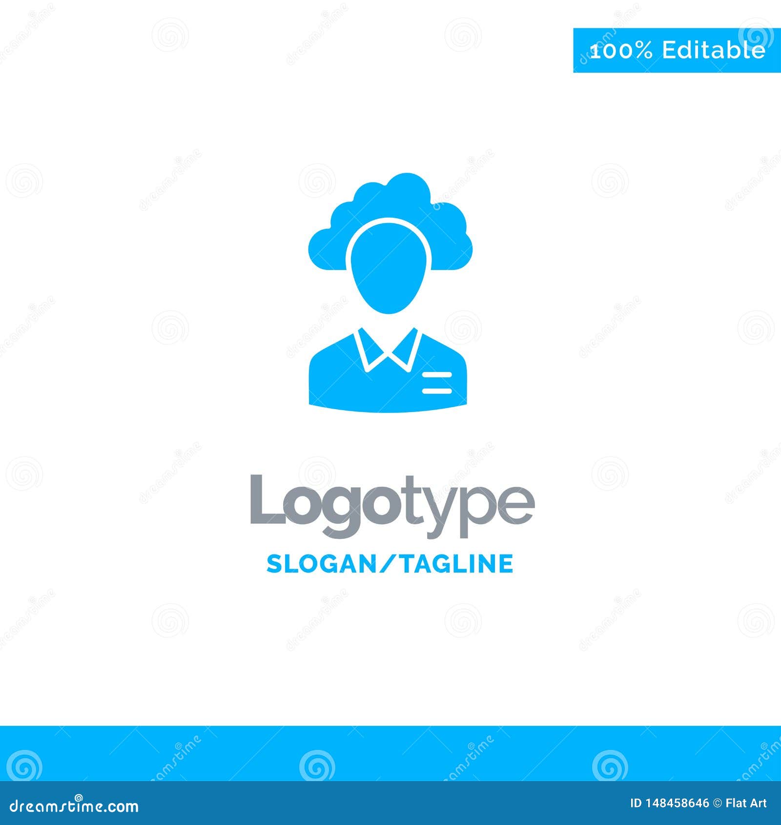 outsource, cloud, human, management, manager, people, resource blue solid logo template. place for tagline