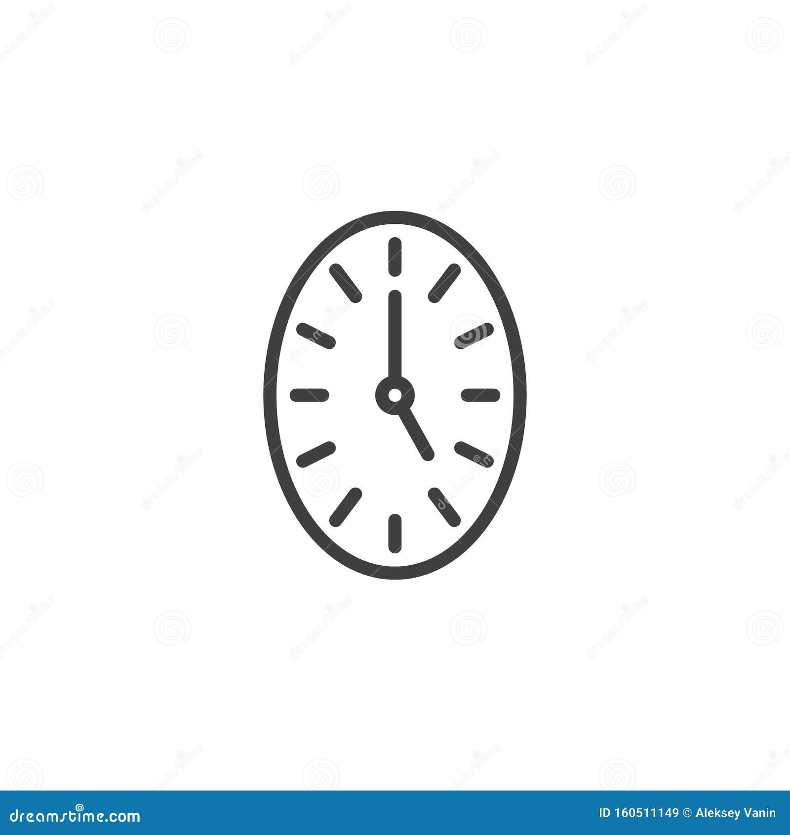 Oval clock line icon stock vector. Illustration of pixel 160511149