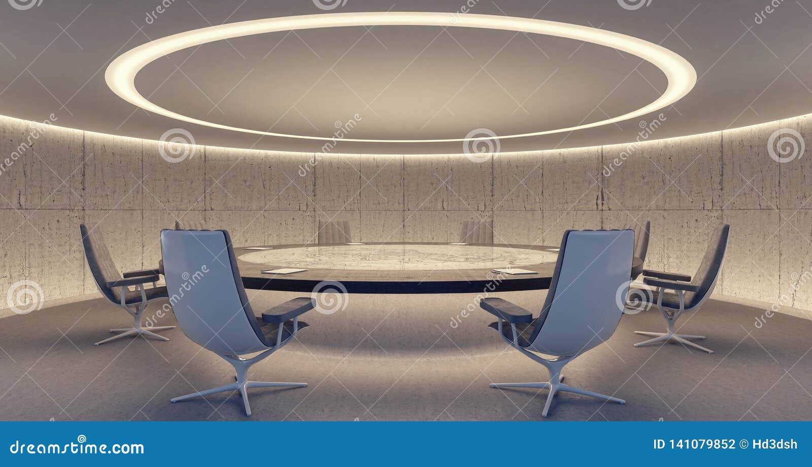 oval conference room with round table and chairs