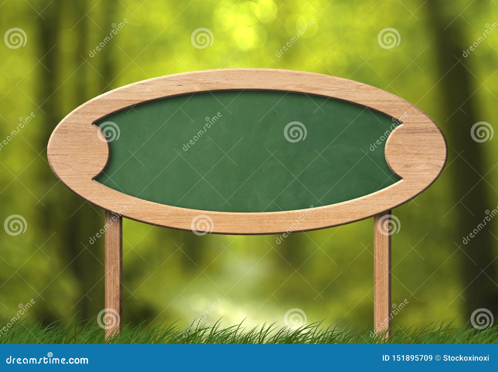 Oval Green Blackboard Sign with Forest Background Stock Image Image