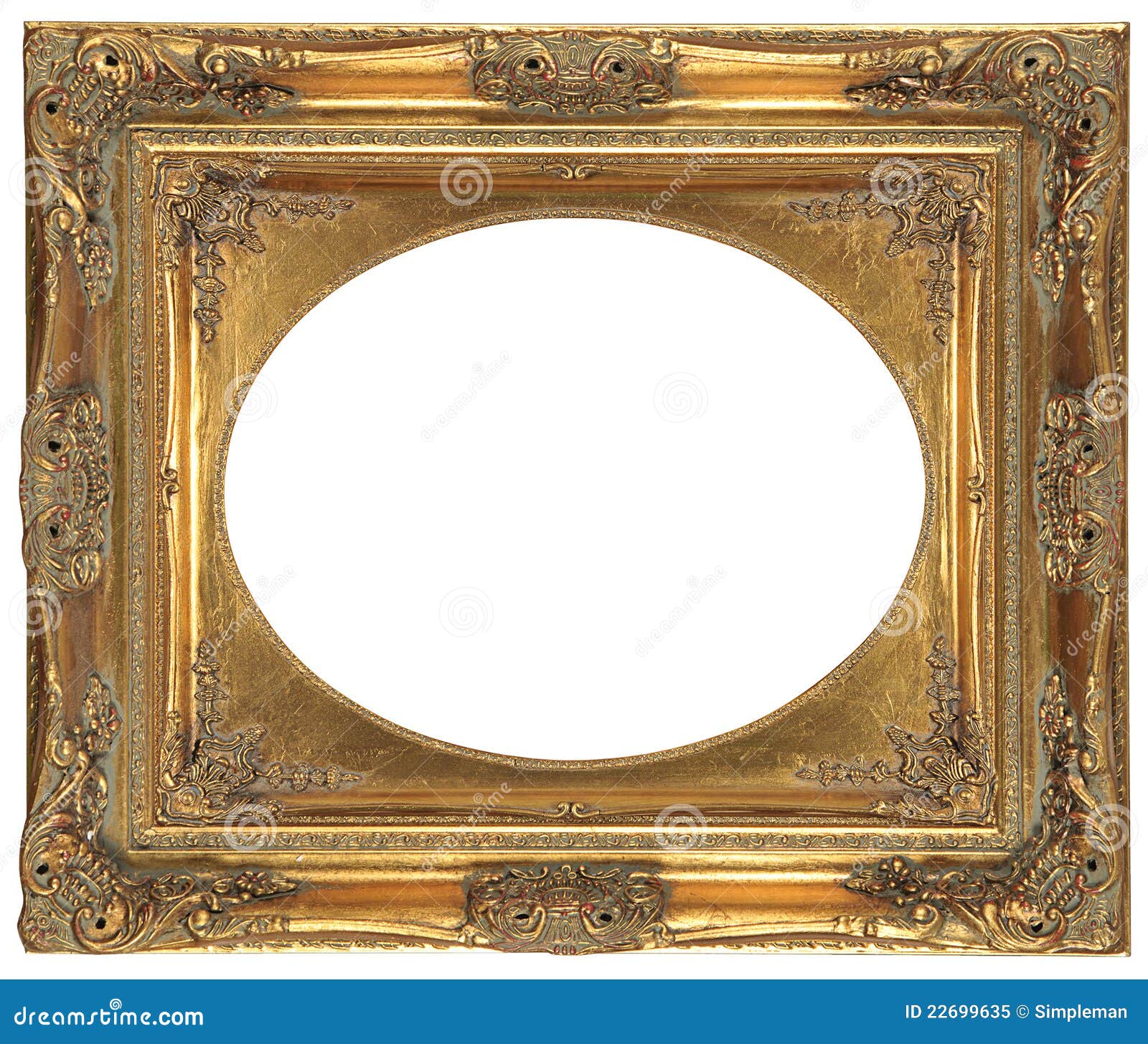 Oval Isolated Decorative Bronze Frame Stock Image Image of