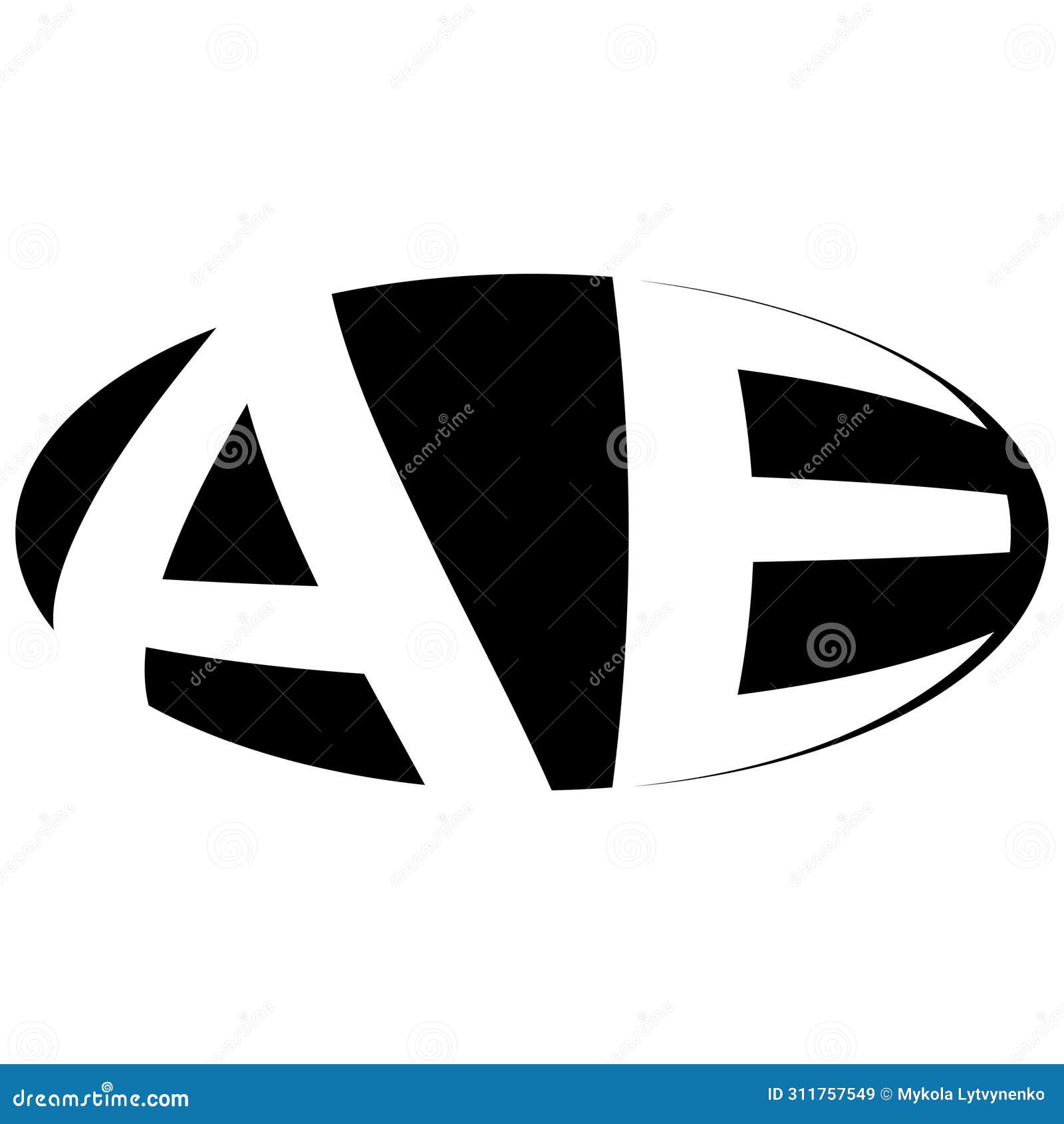 oval logo double letter a e two letters ae ea