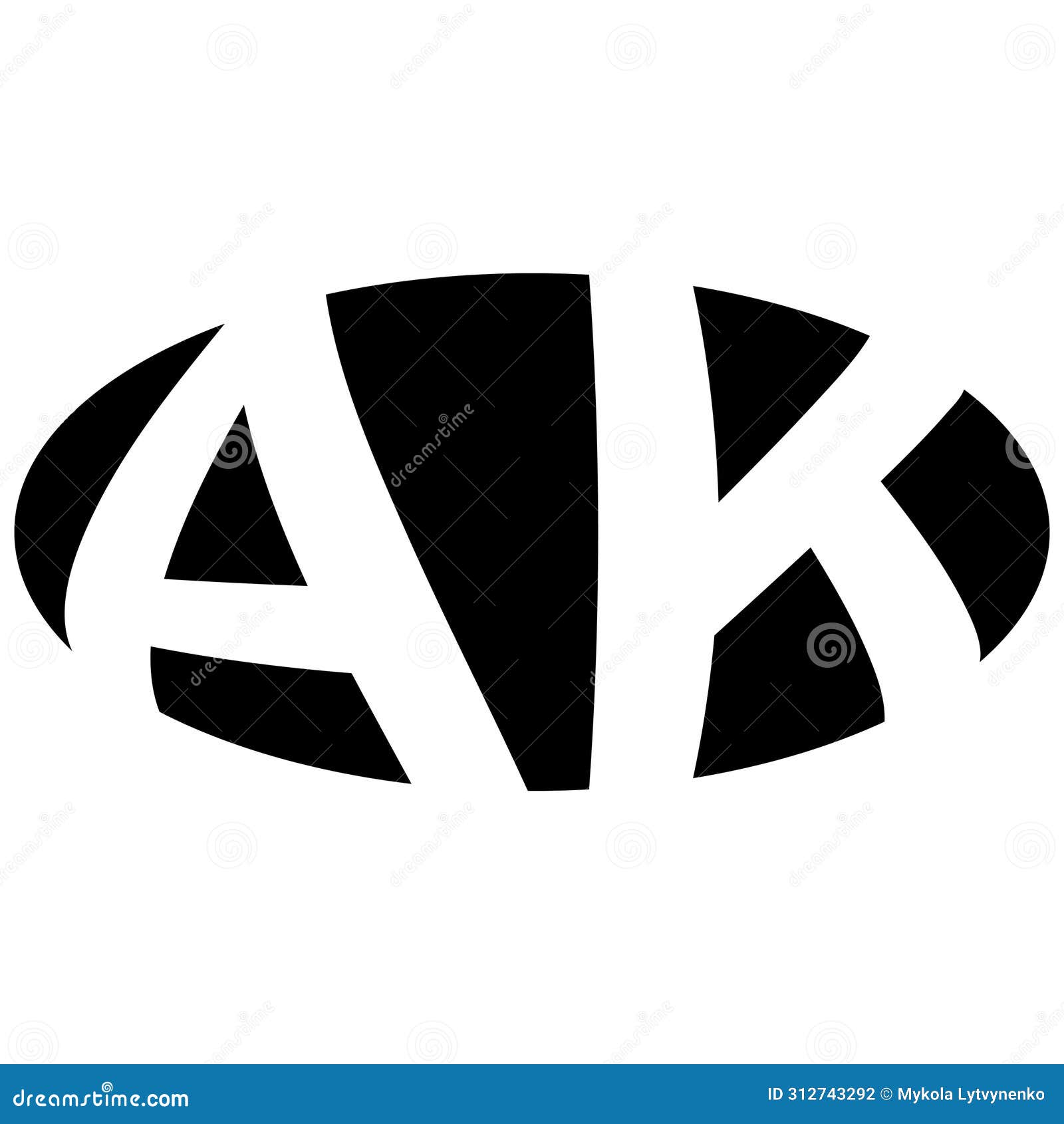 oval logo double letter a k two letters ak ka