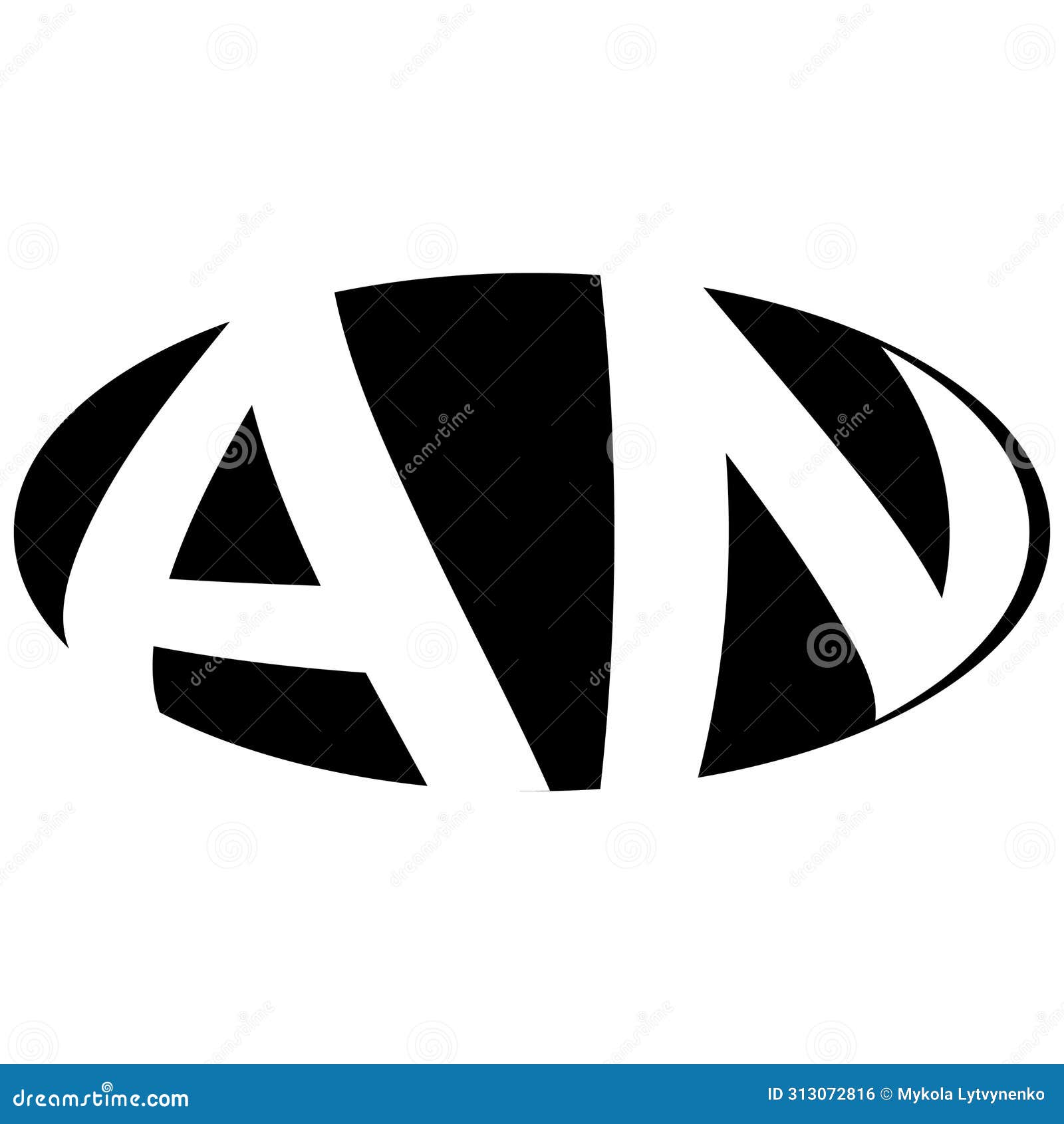 oval logo double letter a, n two letters an na
