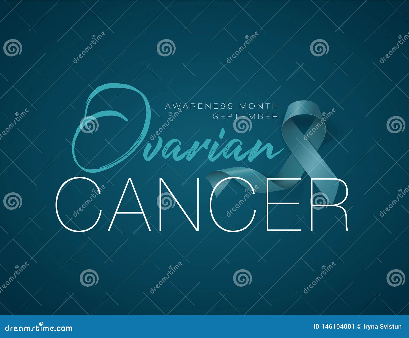 Ovarian Cancer Awareness Calligraphy Poster Design. Realistic Teal ...