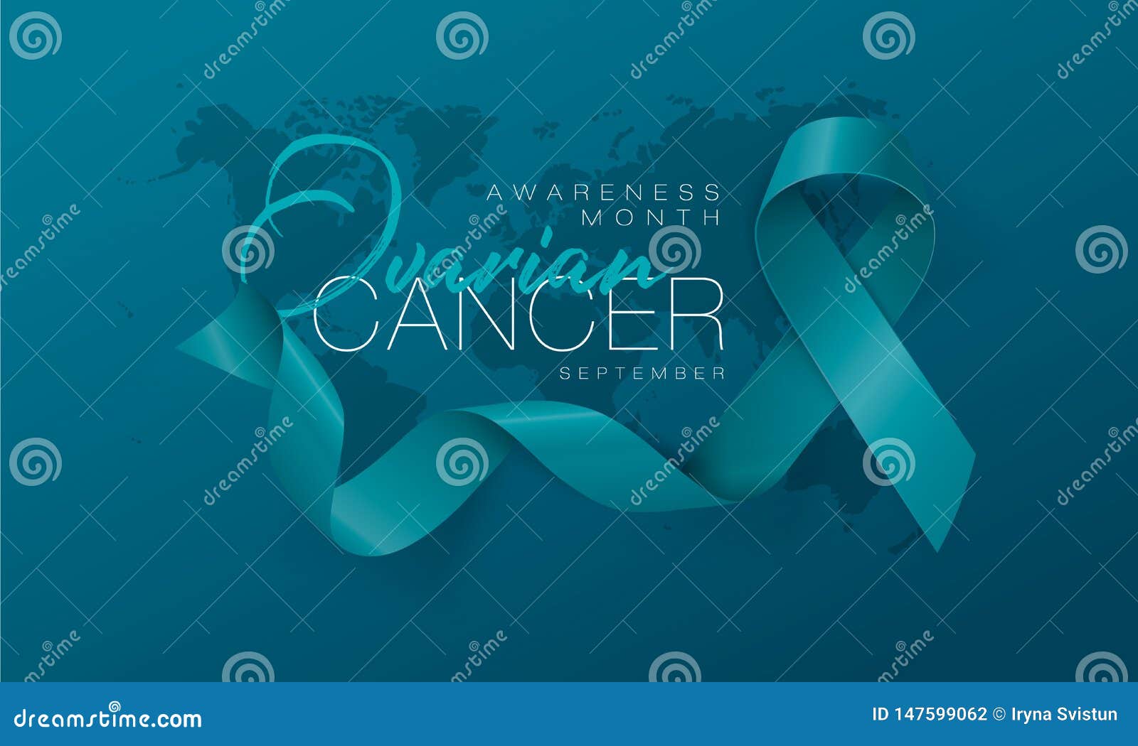 Ovarian Cancer Awareness Calligraphy Poster Design. Realistic Teal ...