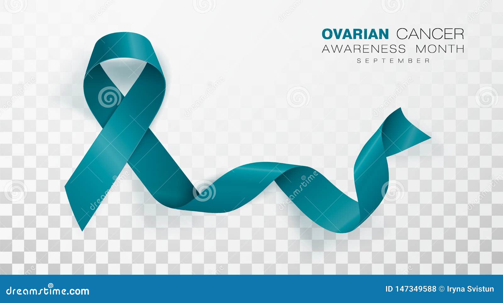 Ovarian Cancer Awareness Month. Teal Color Ribbon Isolated on ...