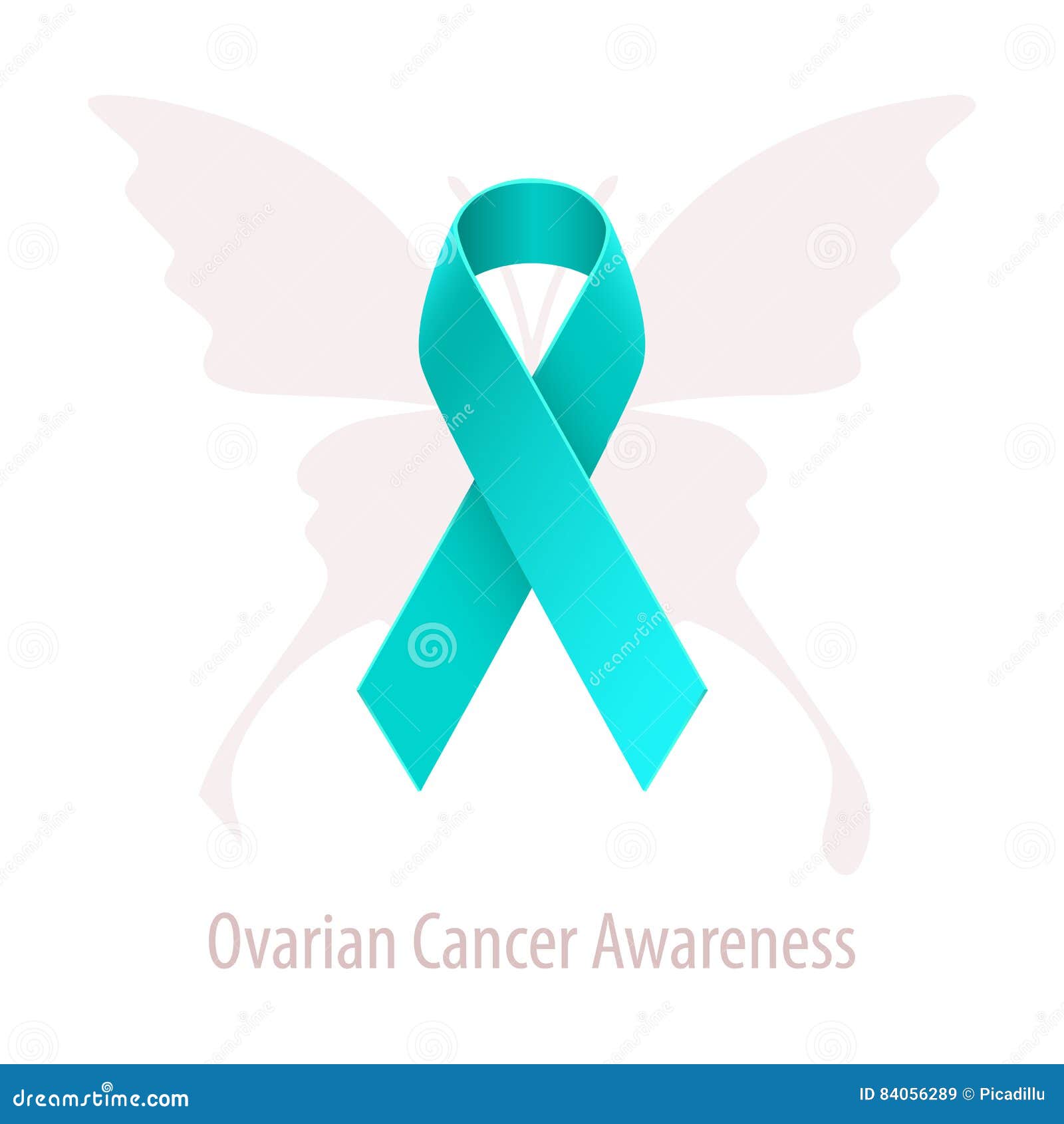 ovarian cancer awareness teal ribbon over butterfly silhouette