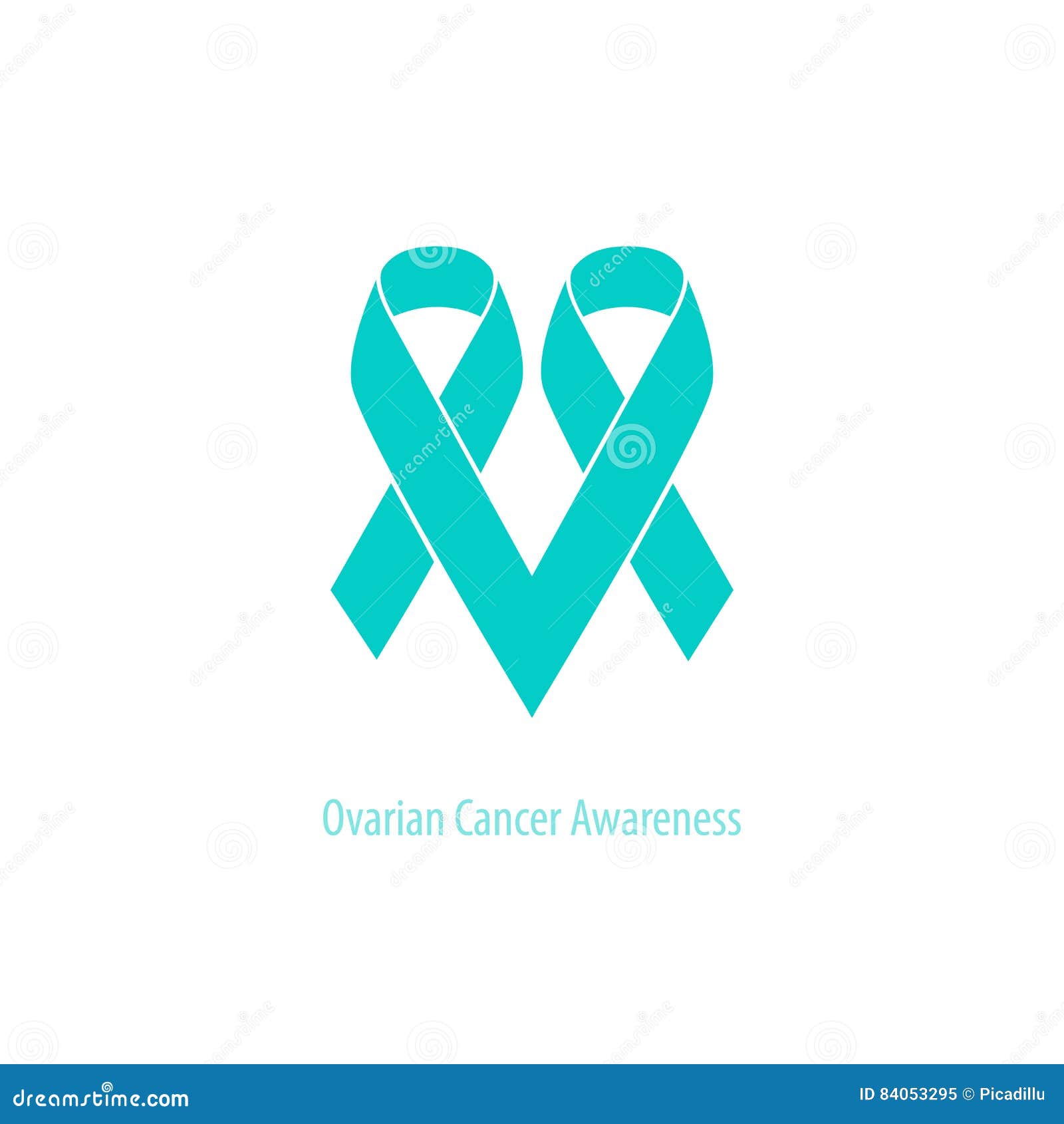 Ovarian Cancer Heart Symbol Teal Ribbon Flat Shape Stock Illustration ...
