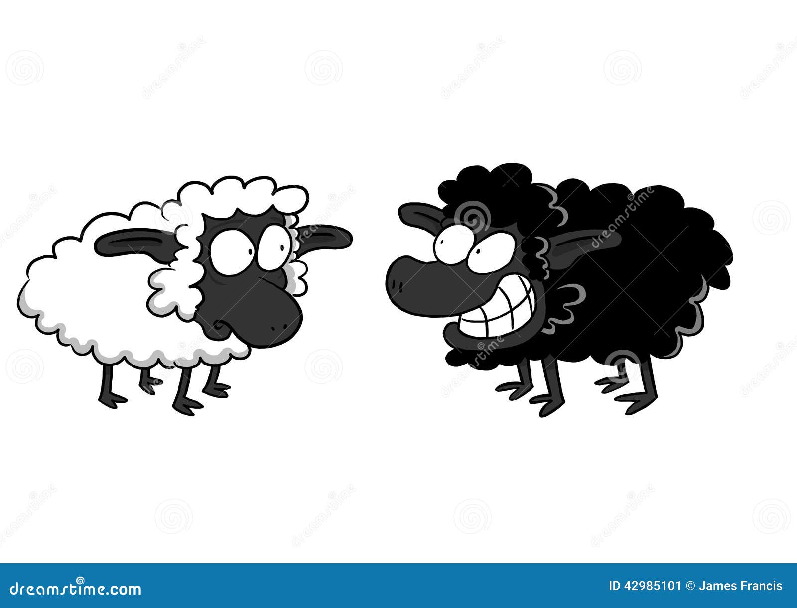 Ovejas Blancas Preocupantes Y Ovejas Negras Sonrientes Stock de ilustración  - Ilustración de multitud, ovejas: 42985101