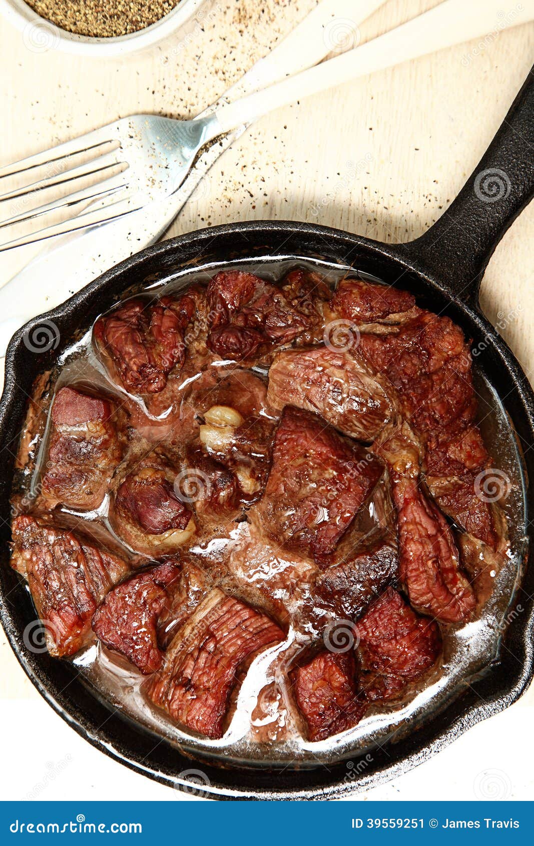 Oven Baked Beef Cubes in Cast Iron Skillet Stock Image Image of baked