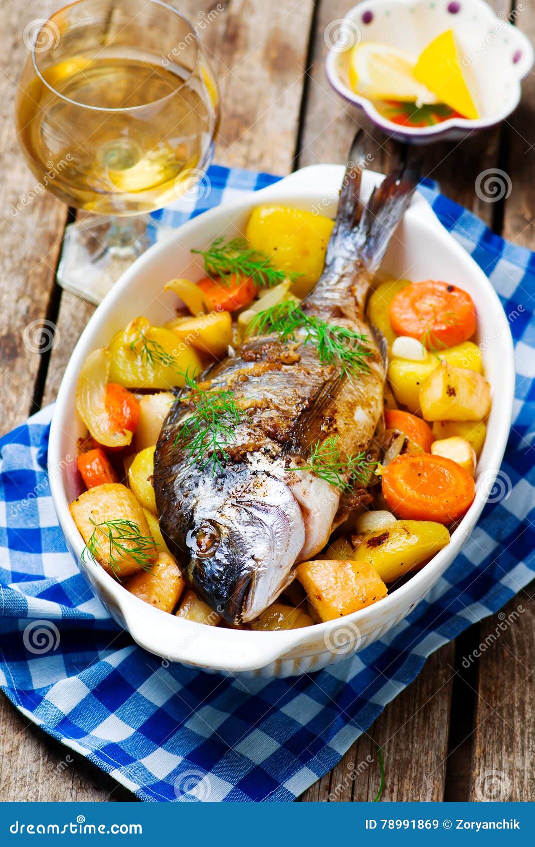 Oven Baked Fish and Vegetables Stock Image Image of fillets, fried