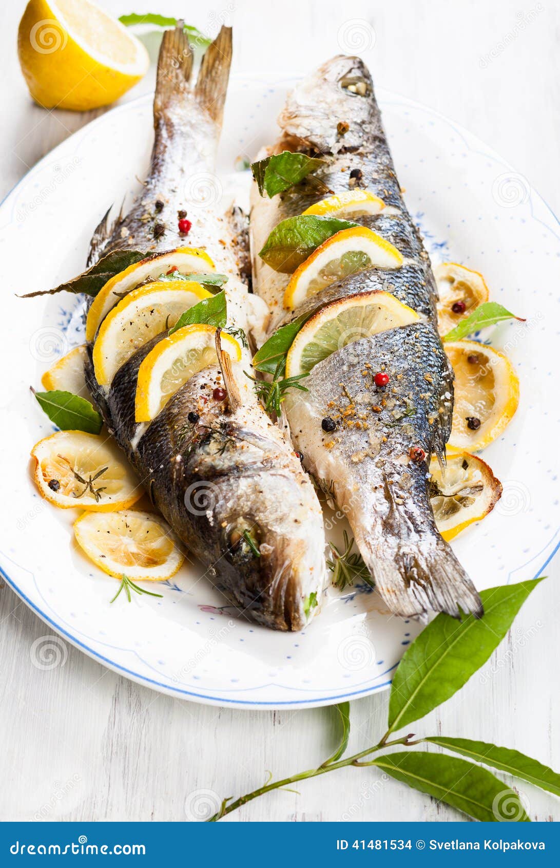 Oven-baked Sea bass stock photo. Image of organic, cook - 41481534
