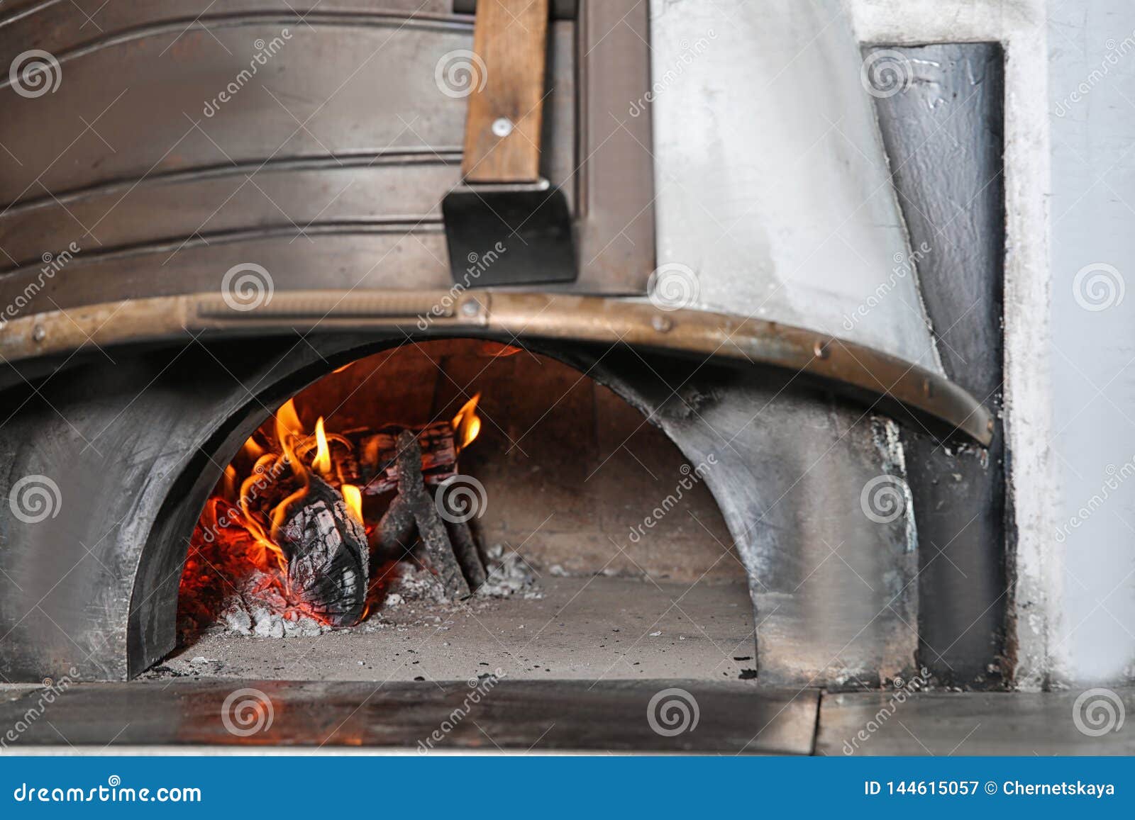 Oven with Burning Firewood in Restaurant Stock Image Image of flame