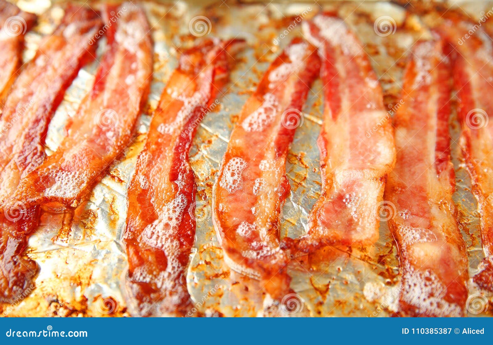 Ovenfried Bacon on Baking Pan Stock Image Image of meat, bacon