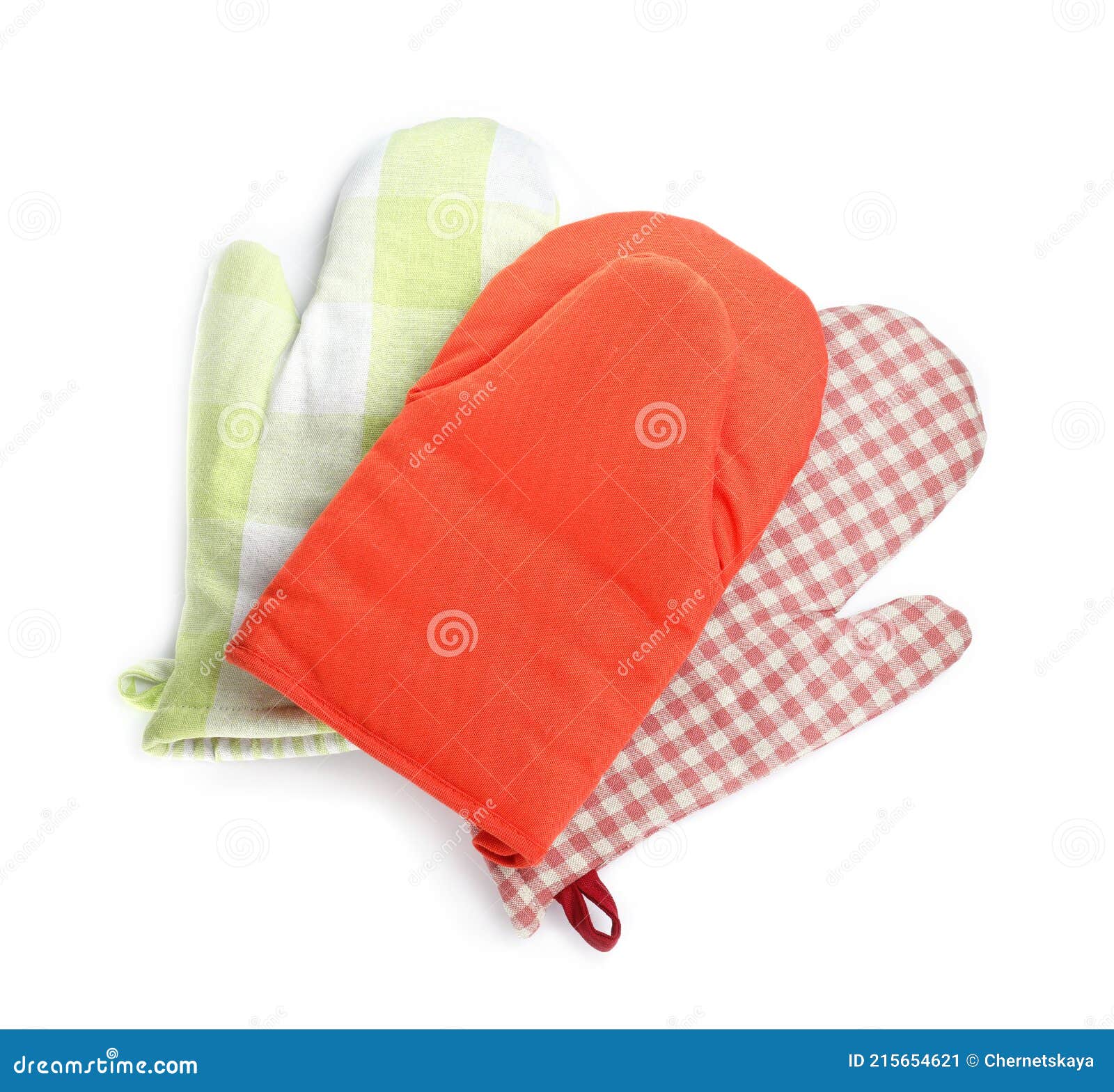 Oven Gloves for Hot Dishes on White Background, Top View Stock Image