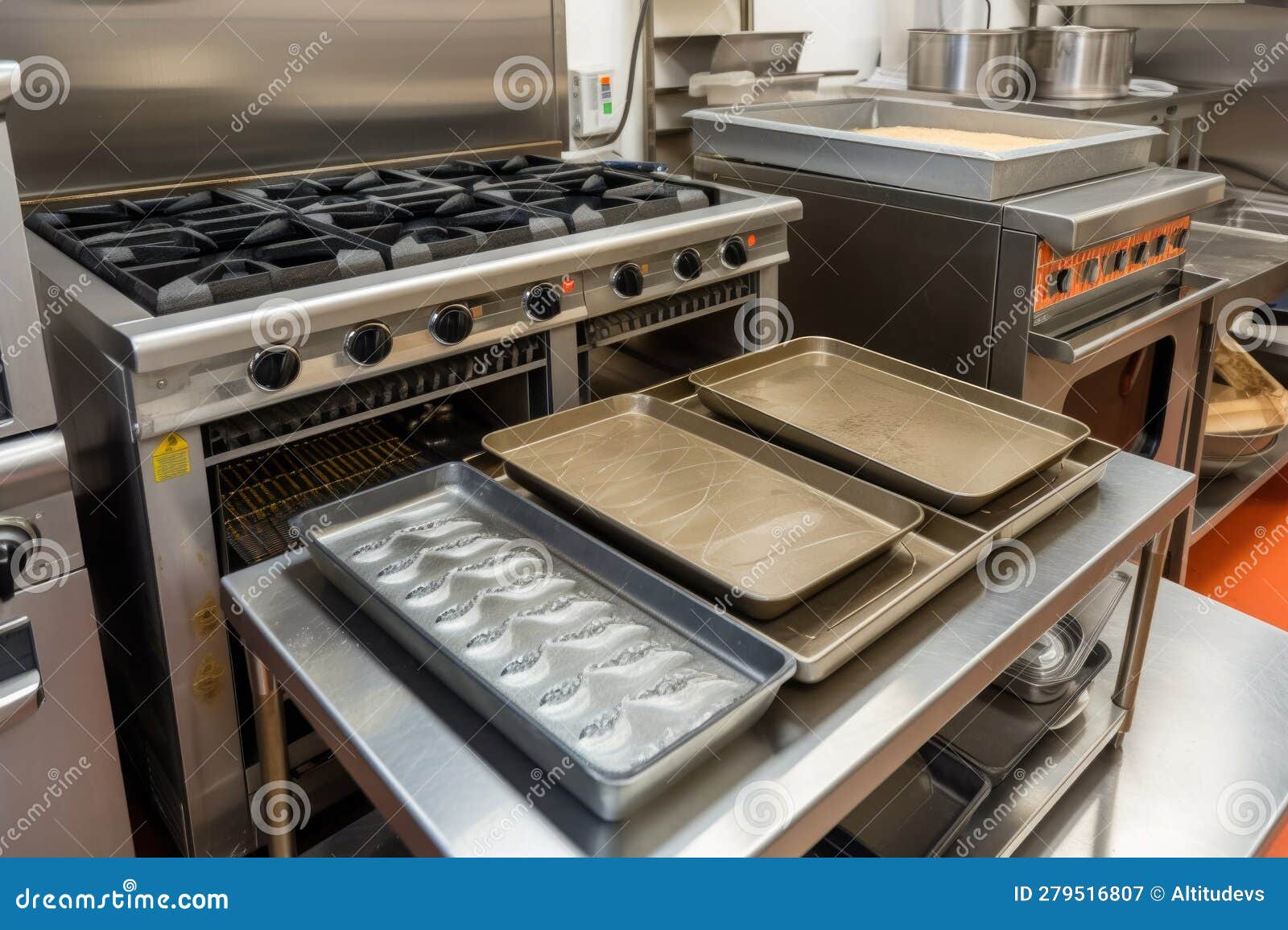 Oven and Range with Baking Trays and Mixers, Ready for Baking Stock