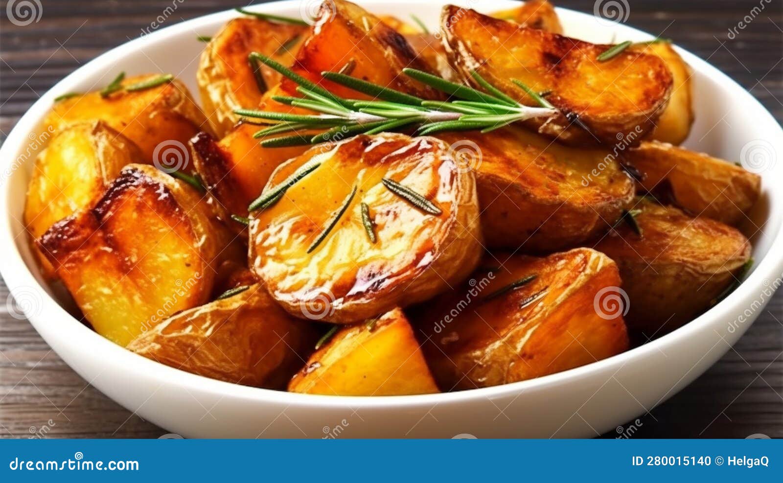Oven Roasted Potatoes with Spices and Rosemary, Generated AI Stock