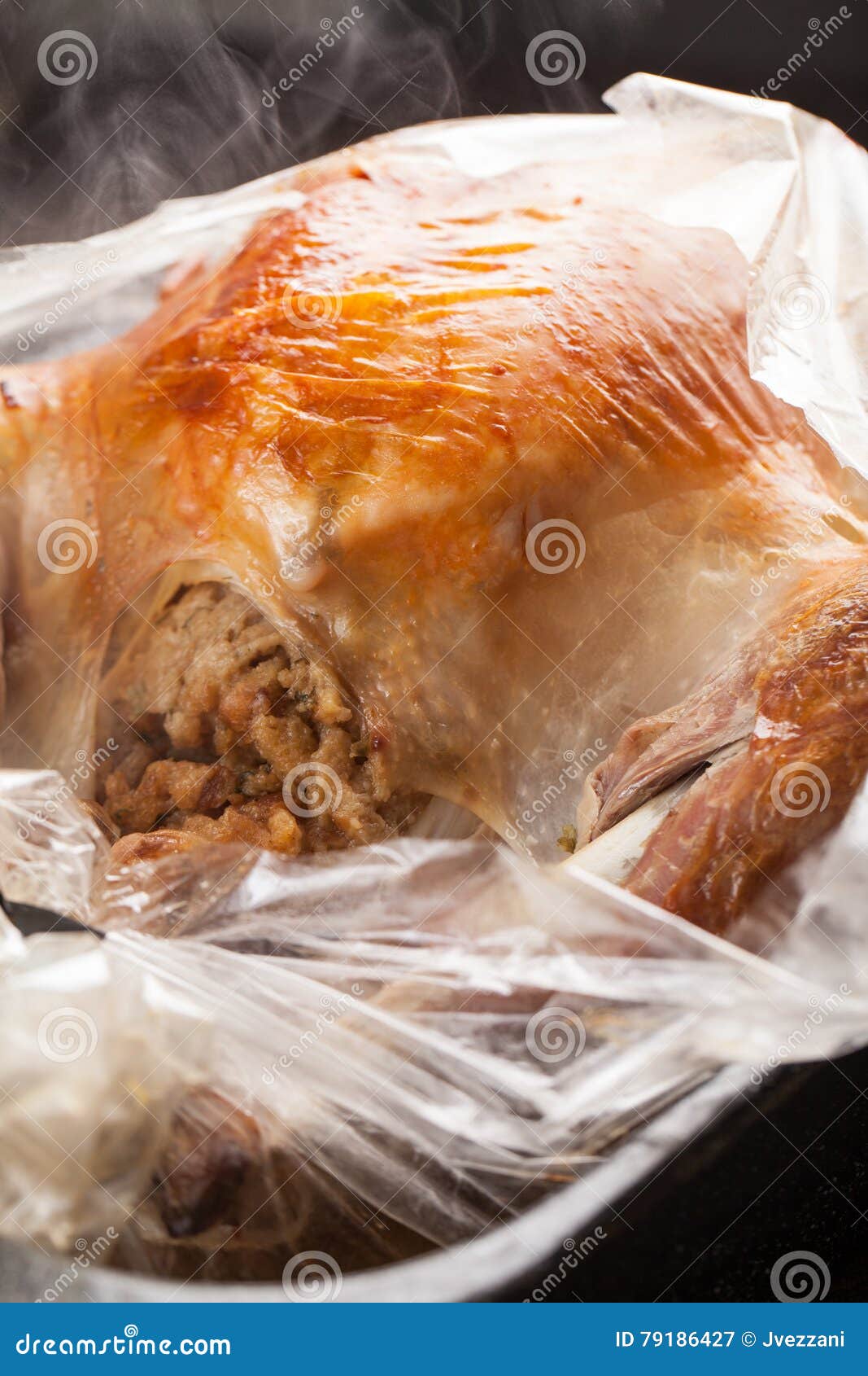Oven Roasted Turkey in bag stock image. Image of chicken 79186427