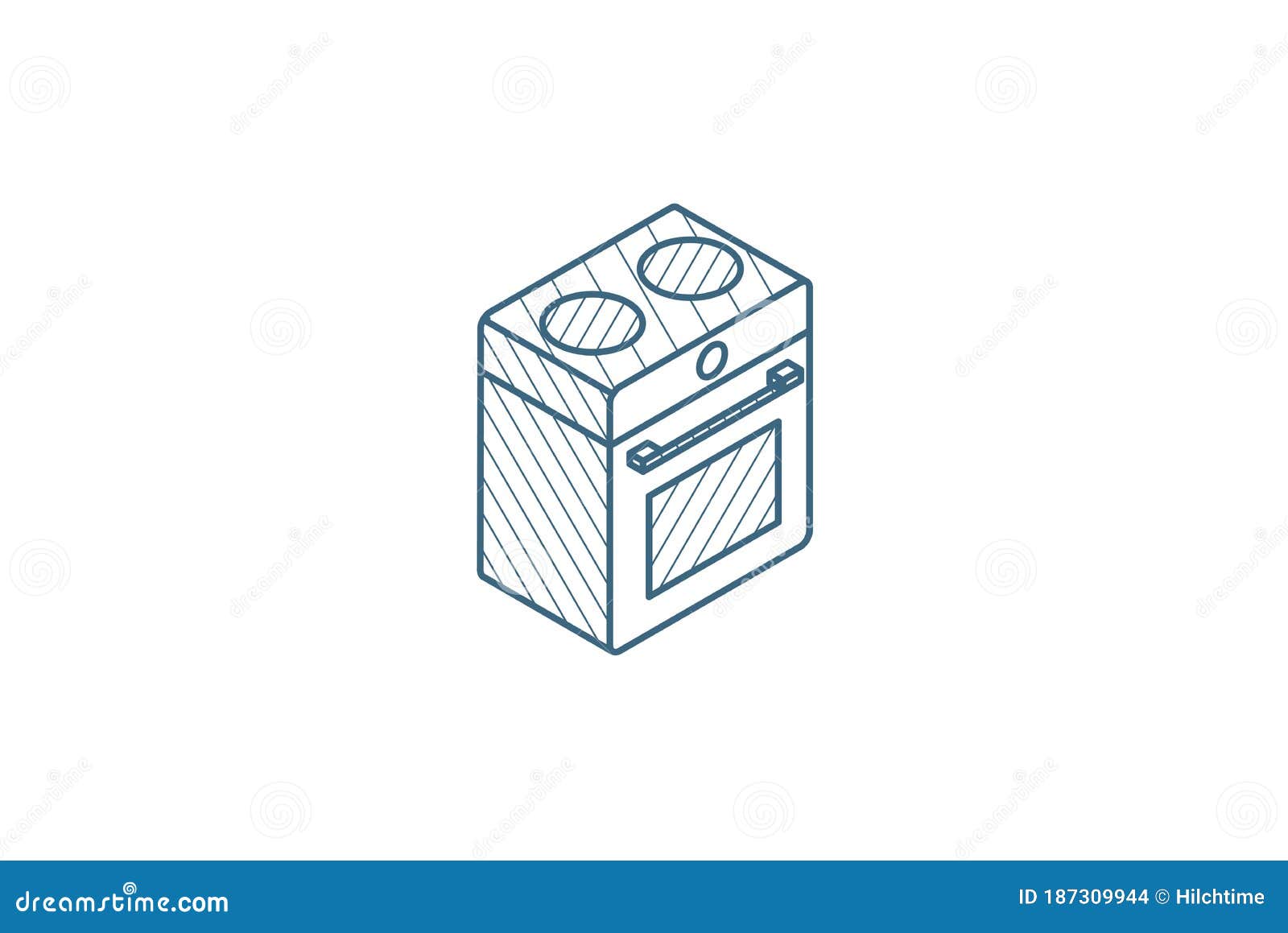 Oven Stove Isometric Icon. 3d Line Art Technical Drawing. Editable
