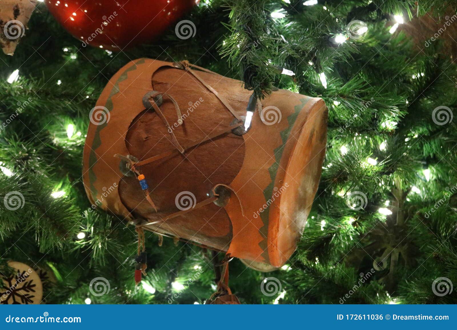 Rustic Drum Ornament on Tree Stock Photo Image of drum, rustic 172611036