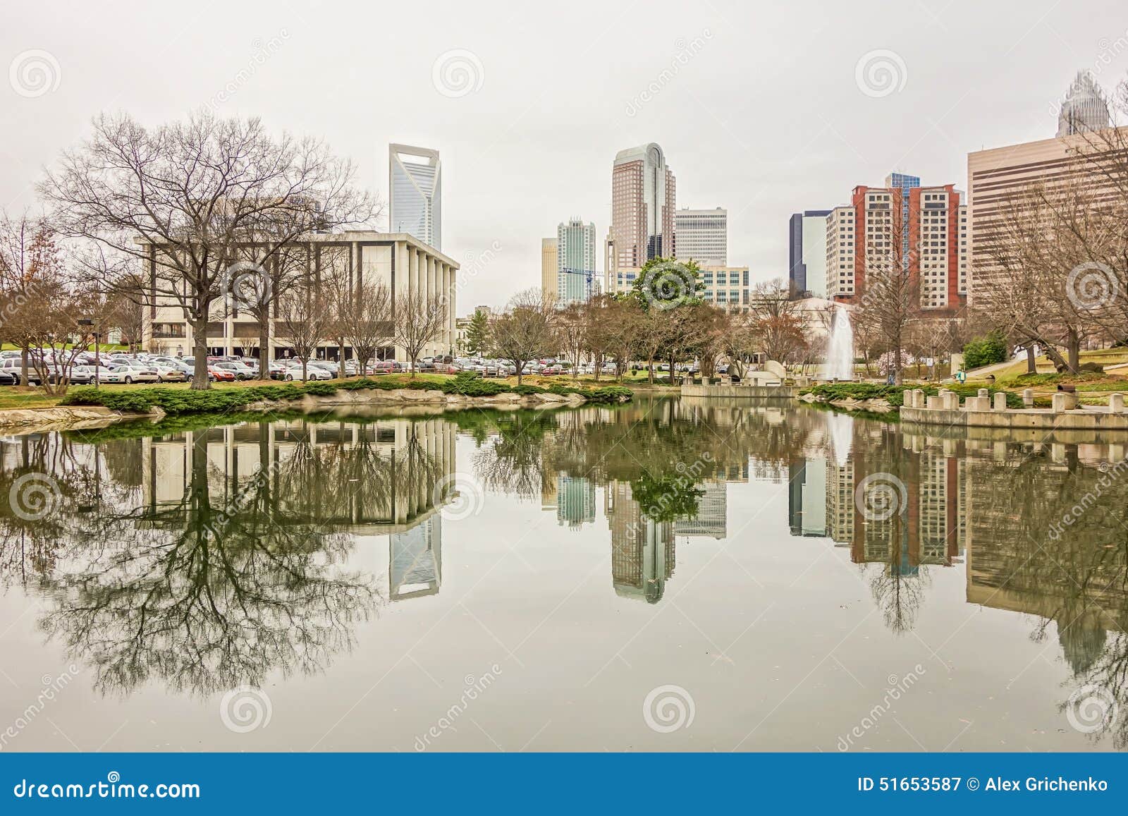 Overcast Weather Over Charlotte Nc Skyline Stock Image Image of