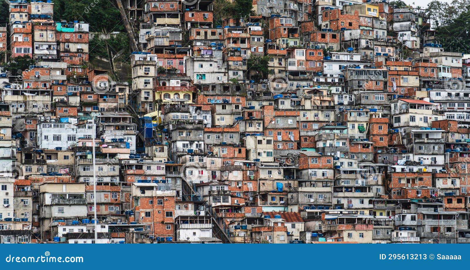 Overcrowded Rio De Janeiro Favela Depicting Social Differences in Brazil Stock Image Image of