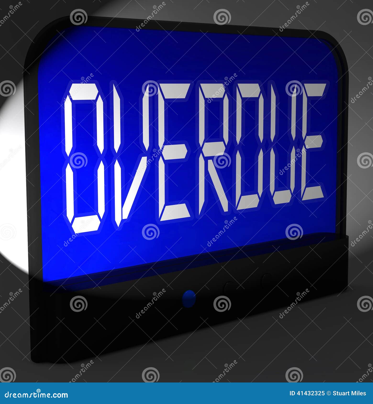 Overdue Digital Clock Means Behind Time or Past Due Stock Illustration