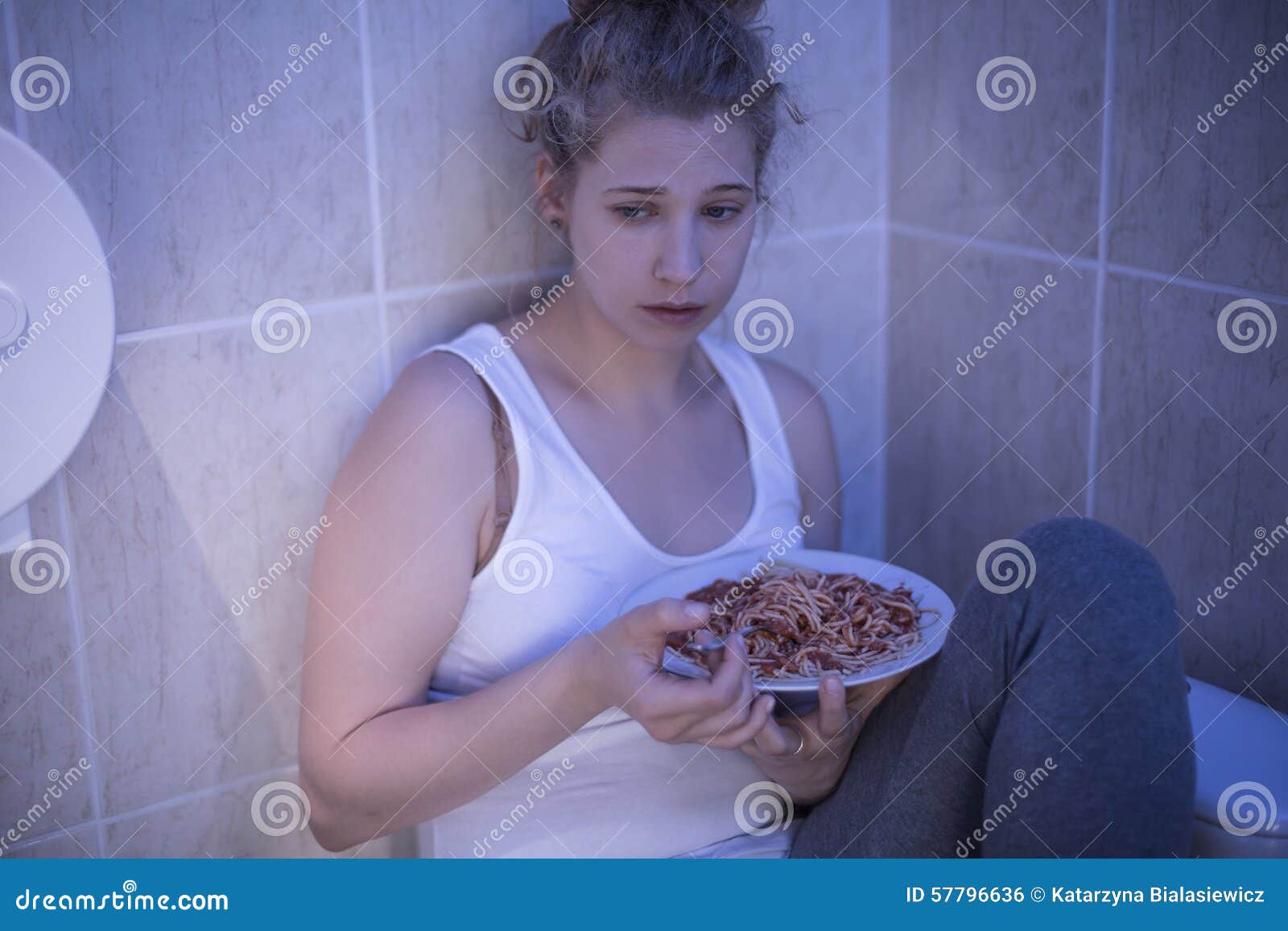 overeating sad girl