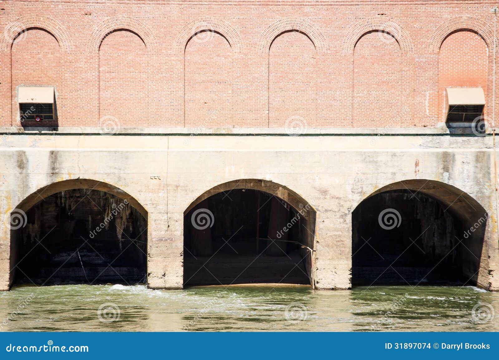 Overflow Conduits in Brick Dam Stock Photo Image of mortar, bricks