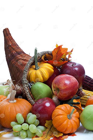 An Overflowing Cornucopia on a White Background Stock Image - Image of ...