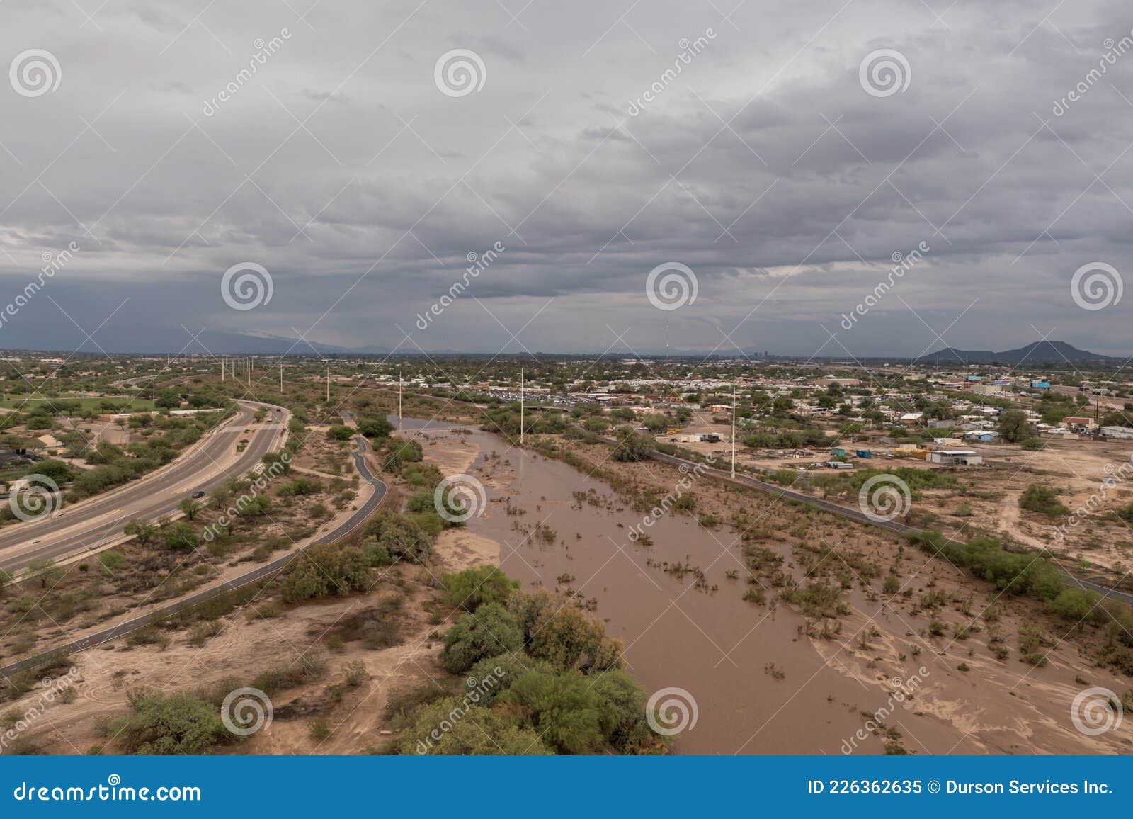 Overflowing Rillito River in Tucson after Heavy Rain. Stock Image