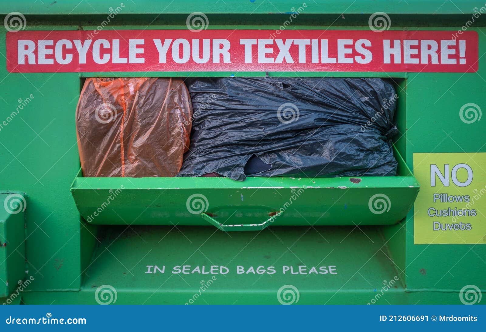 Overflowing Textile Recycling Bin Stock Image Image of conscious