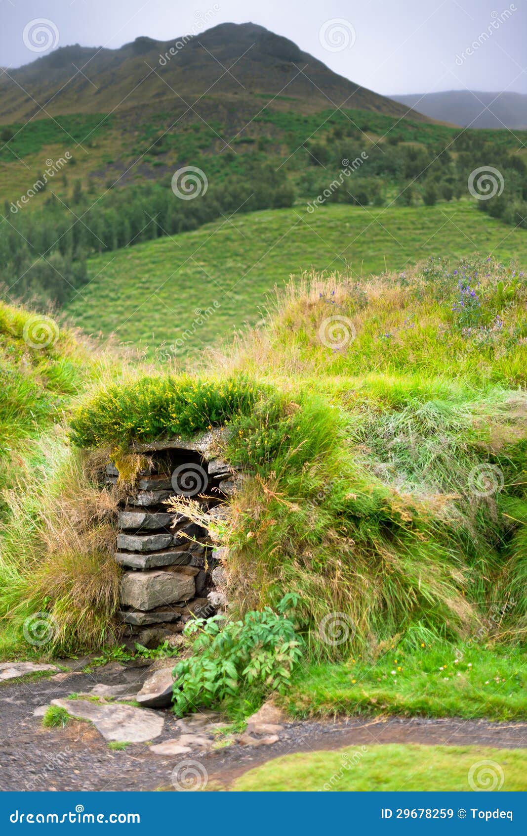 Overgrown Typical Rural Icelandic Underground House Stock Image Image