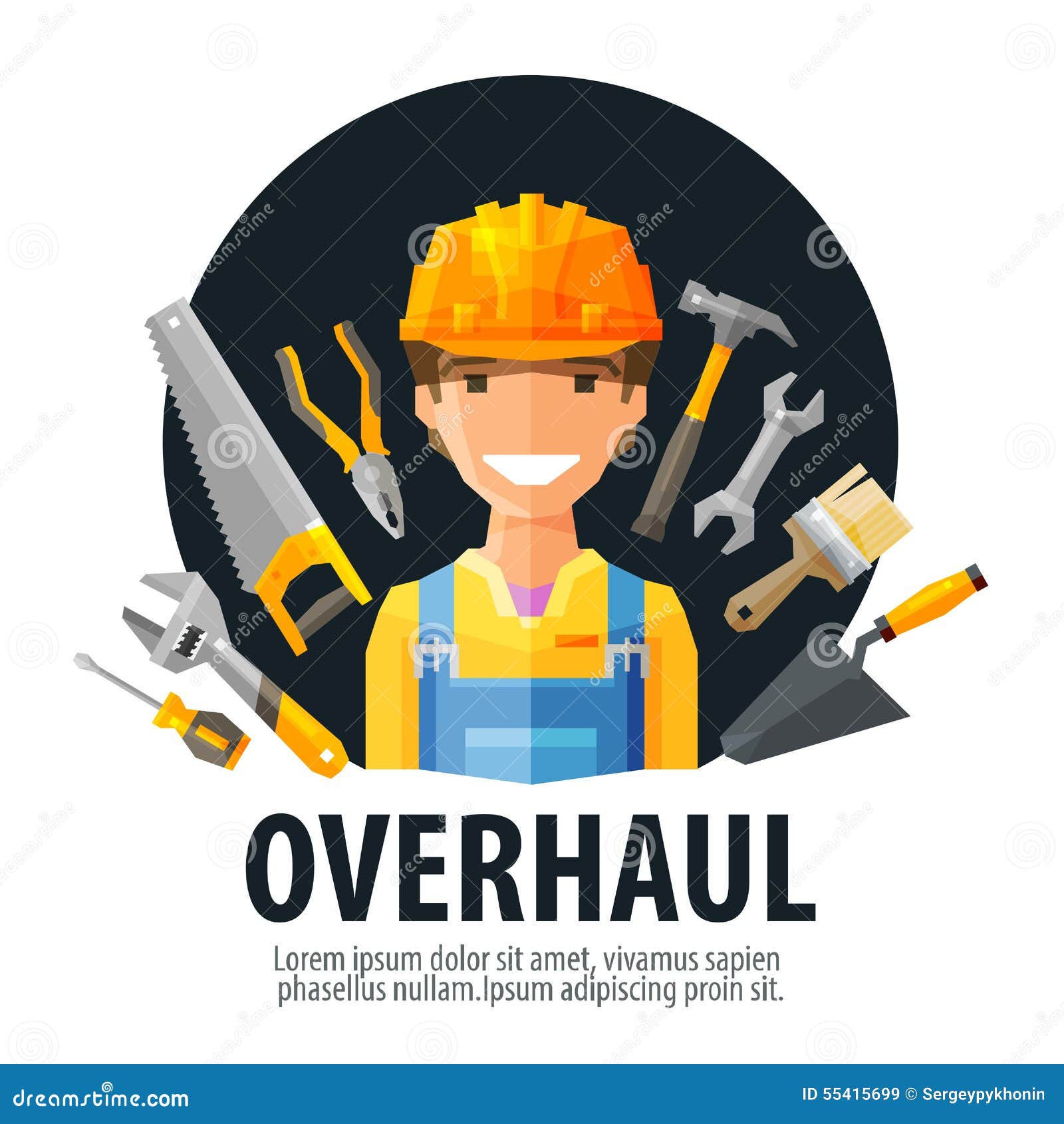 Overhaul Vector Logo Design Template. Worker And Stock ...