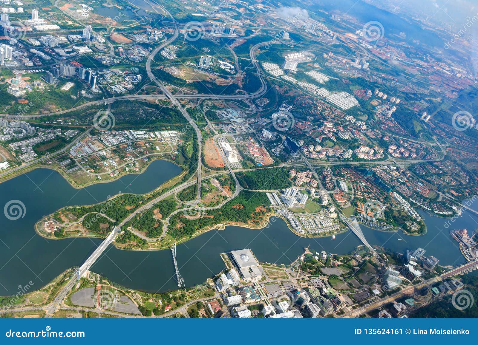 Overhead City View Of Putrajaya Aerial Cityscape Malaysia Stock Image